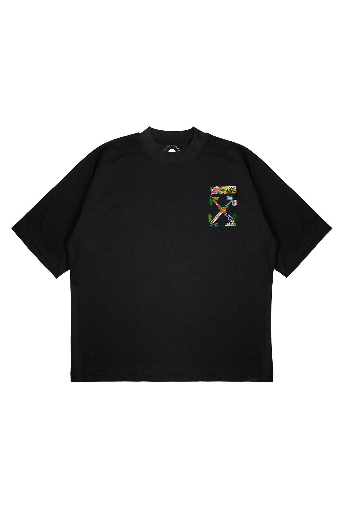 PURE EFFECT Unisex Oversize OFF WHITE KARIŞIK Baskılı Boxy Fit Kalın Kumaşlı T-shirt