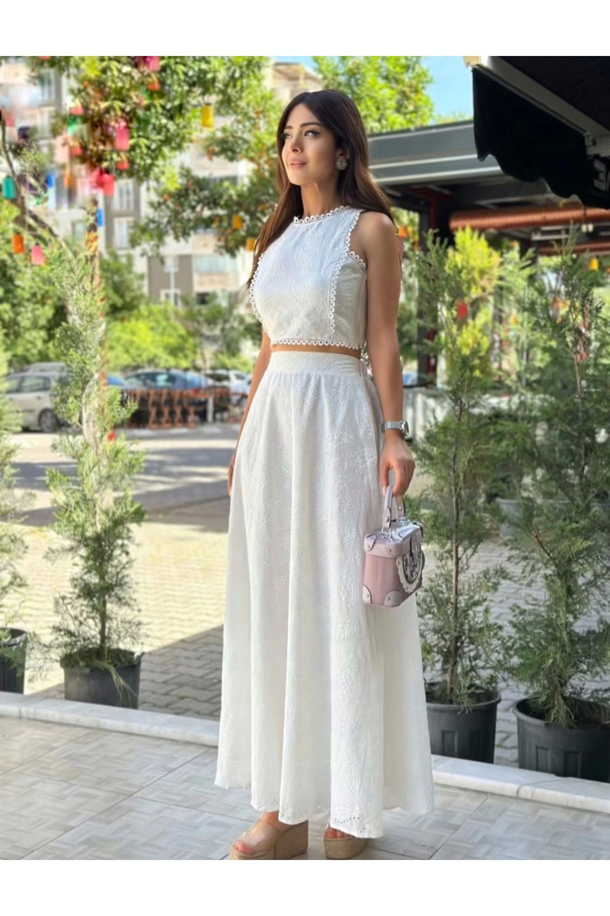 Style BEYAZ FİSTO ETEK BLUZ TAKIM