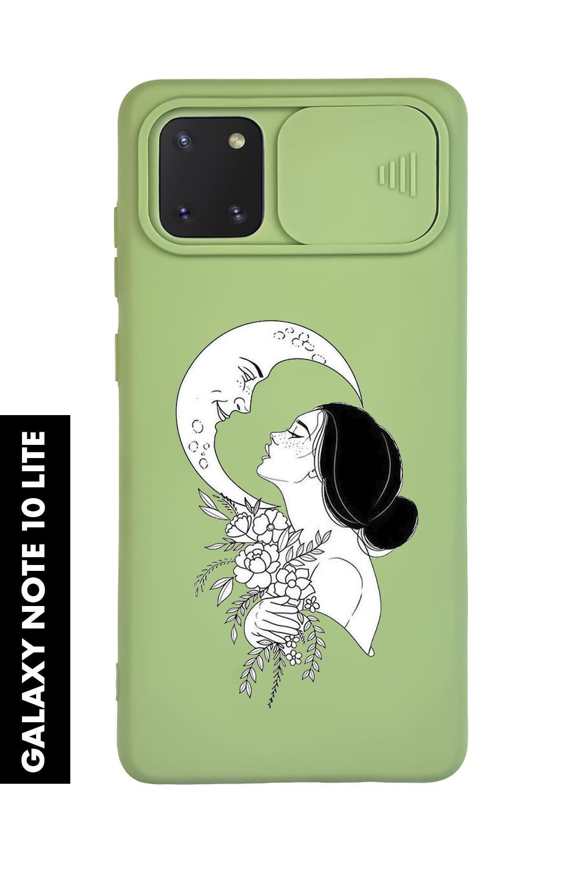 mooodcase Samsung Note 10 Lite Uyumlu Moon and Women Desenli Slider Kamera Korumalı Telefon Kılıfı