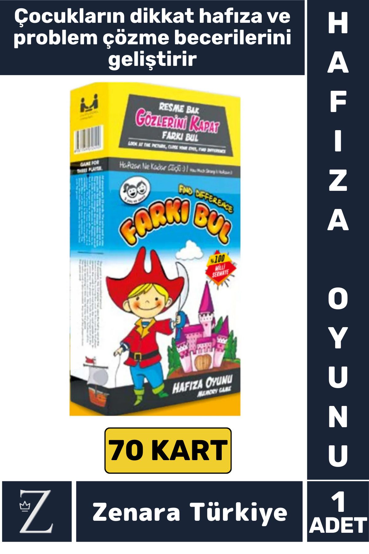Zenara Eğitici Dikkat Hafıza Problem Çözme Beceri Geliştirici Eğlenceli Çocuk Oyun FARKI BUL