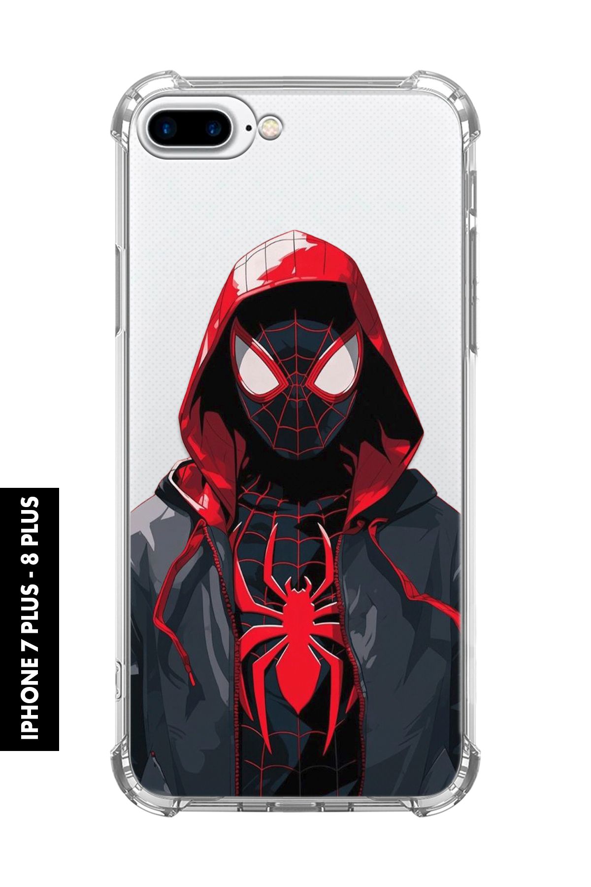 mooodcase iPhone 7 Plus / 8 Plus Uyumlu Spider Desenli Darbe Emici Köşe Korumalı Telefon Kılıfı