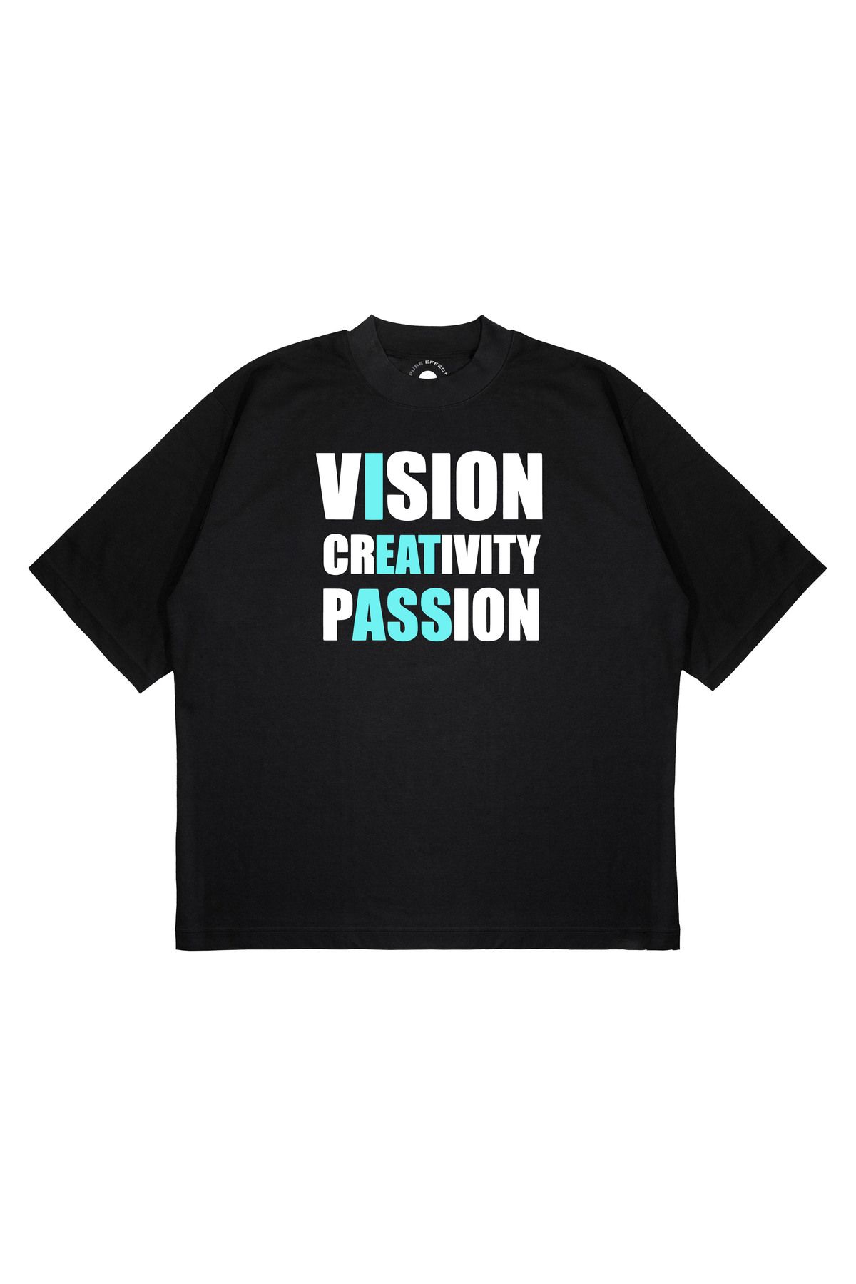 PURE EFFECT Unisex Oversize VISION CREATIVITY Baskılı Boxy Fit Kalın Kumaşlı T-shirt