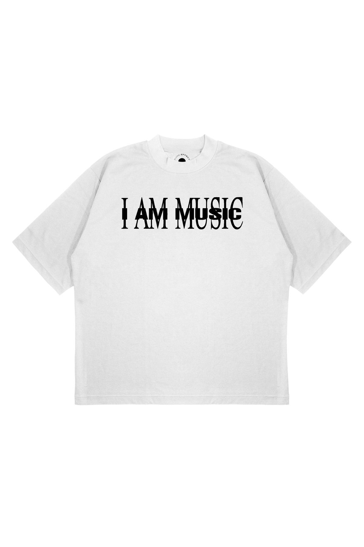 PURE EFFECT Unisex Oversize I AM MUSIC Baskılı Boxy Fit Kalın Kumaşlı T-shirt