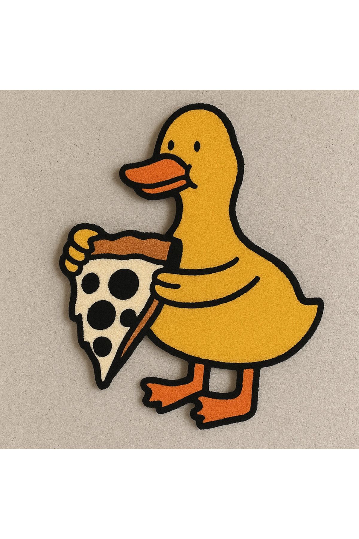 Afro Dekorasyon Pizza yiyen ördek tasarımlı el yapımı halı