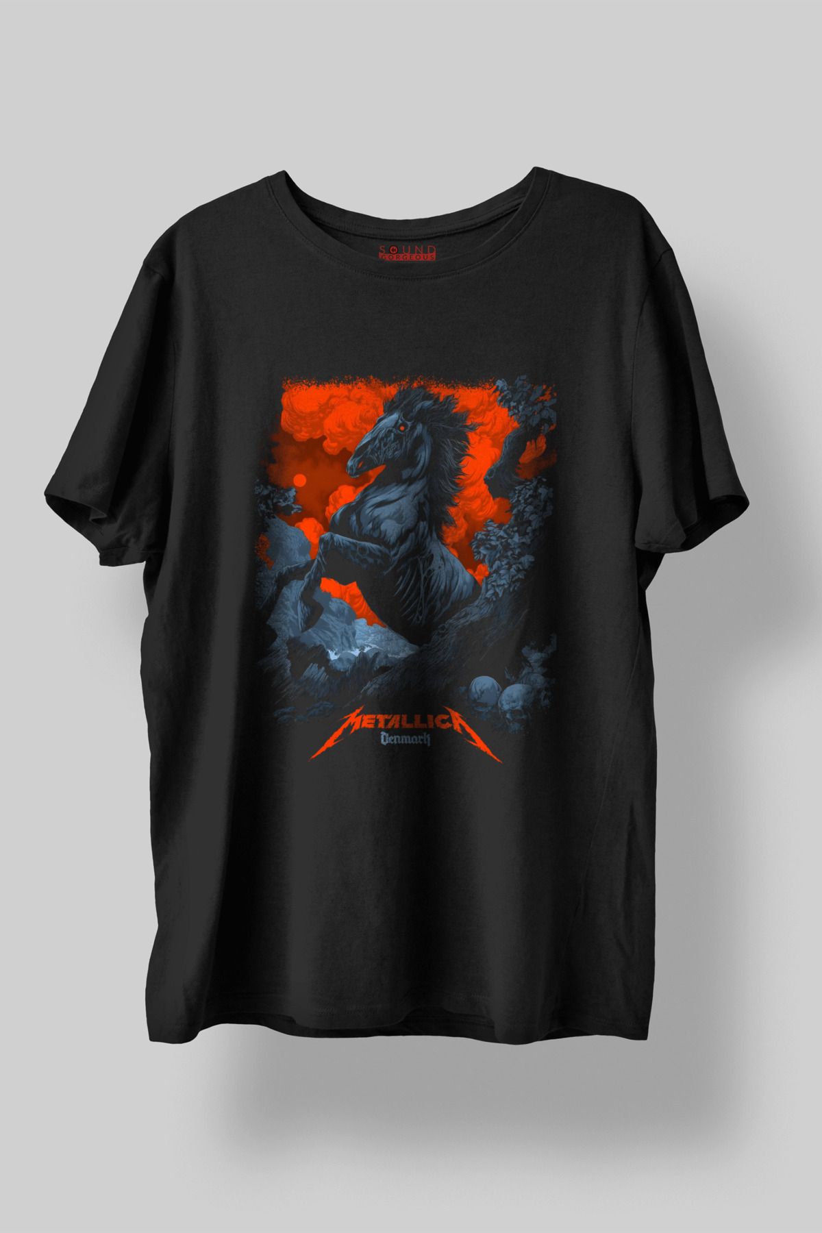 Sound Gorgeous Metallica Denmark Baskılı Regular Fit Unisex Siyah T-Shirt %100 Pamuk No:0437