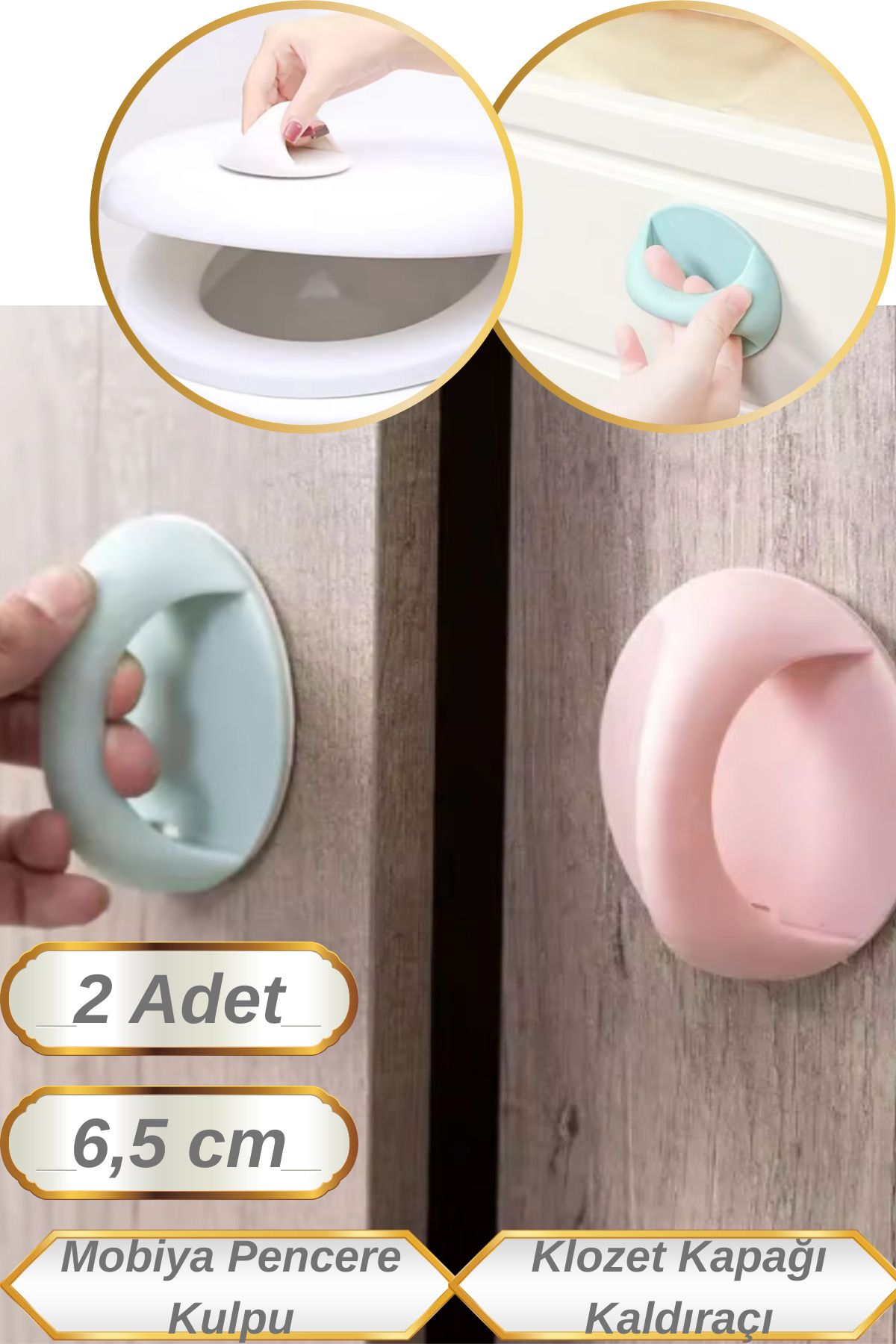 Hane Dostu 2 Adet 6,5 Cm Kendinden Yapışkanlı Çok Amaçlı Dolap Çekmece Klozet Tutma Kaldırma Aparatı