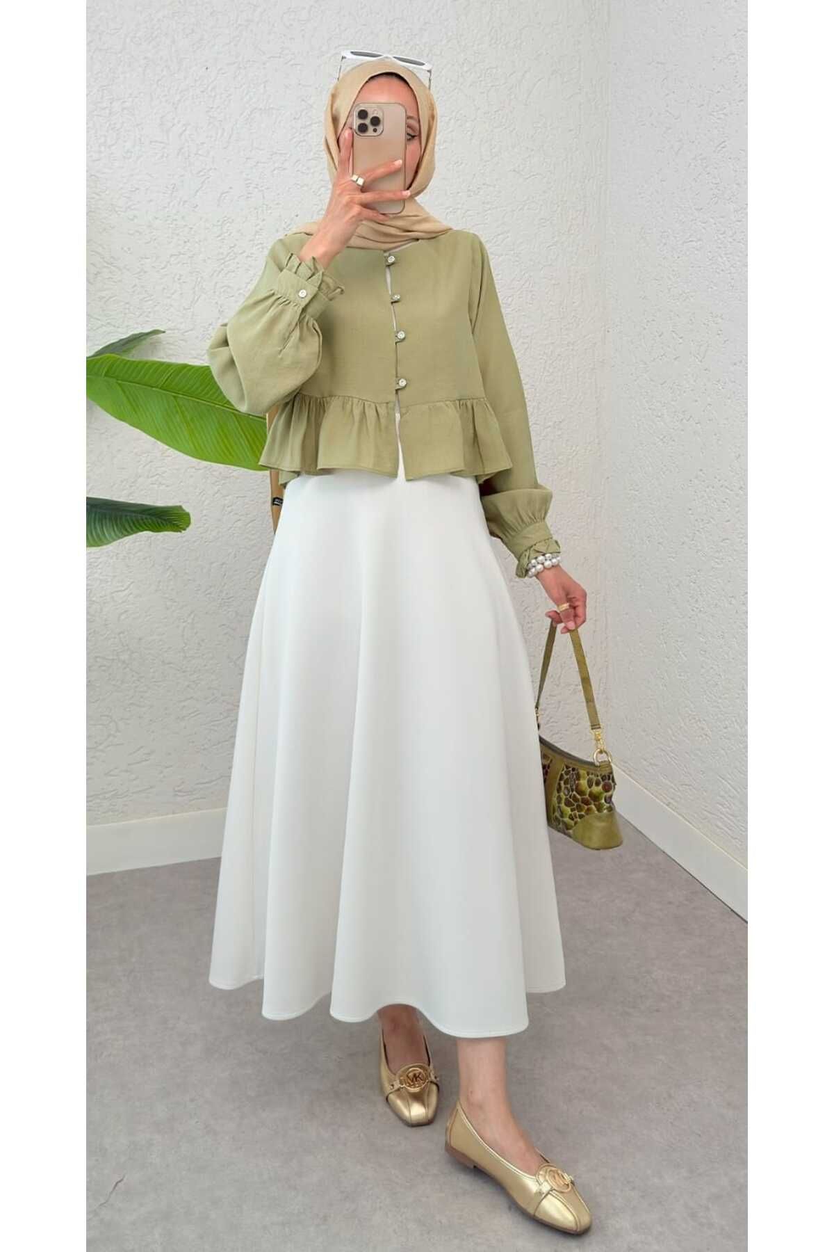 MODA VEDAT Eteği Fırfırlı Gömlek -0380
