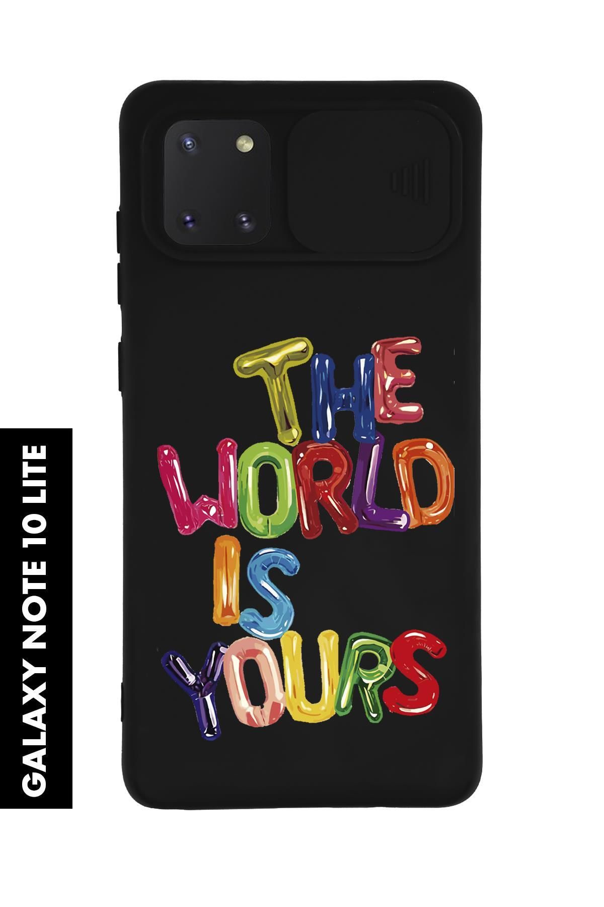 mooodcase Samsung Note 10 Lite Uyumlu The World is Yours Desenli Slider Kamera Korumalı Telefon Kılıfı