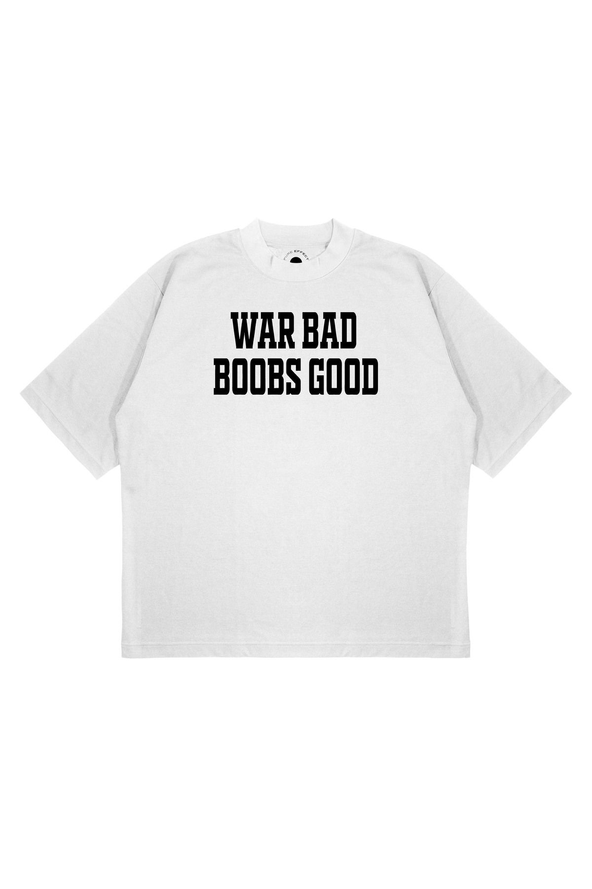 PURE EFFECT Unisex Oversize WAR BAD Baskılı Boxy Fit Kalın Kumaşlı T-shirt