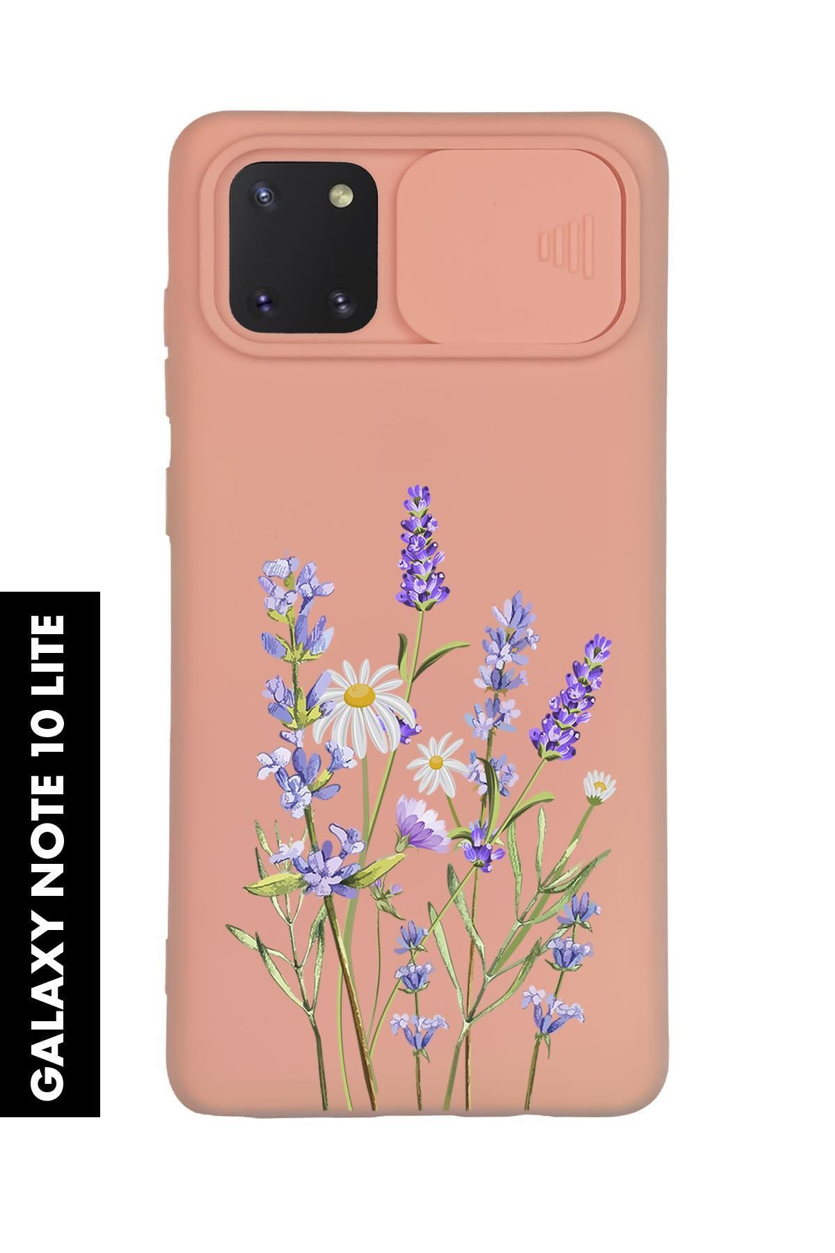 mooodcase Samsung Note 10 Lite Uyumlu Lavender Desenli Slider Kamera Korumalı Telefon Kılıfı