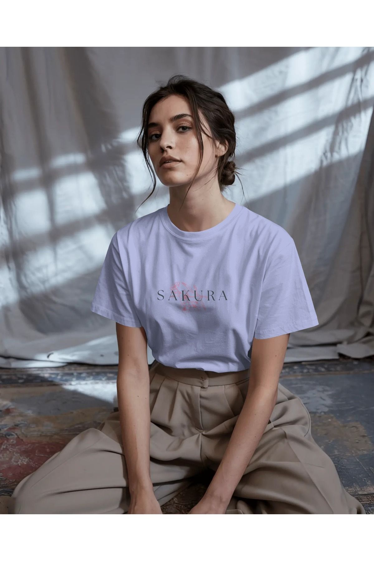 Mollis Sakura Kadın Baskılı Oversize T-Shirt