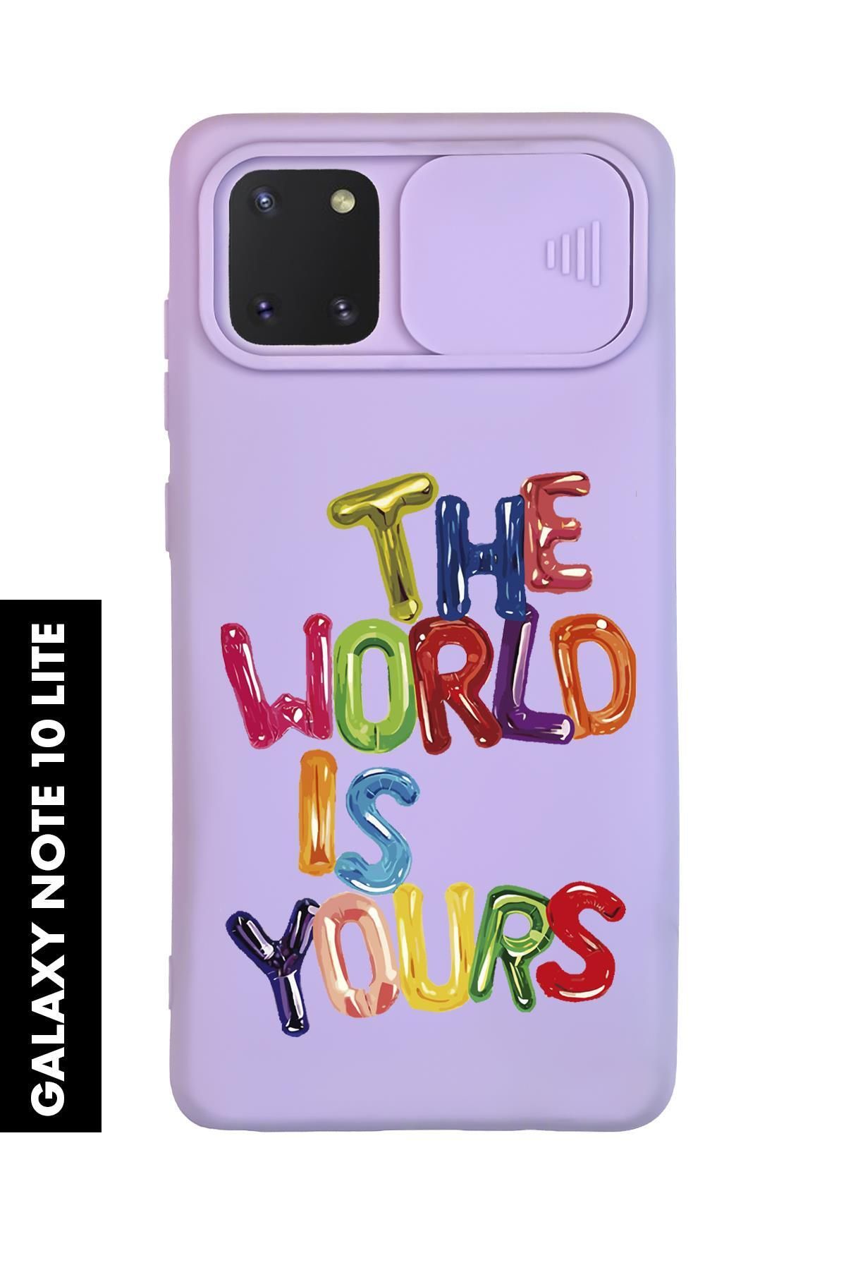 mooodcase Samsung Note 10 Lite Uyumlu The World is Yours Desenli Slider Kamera Korumalı Telefon Kılıfı