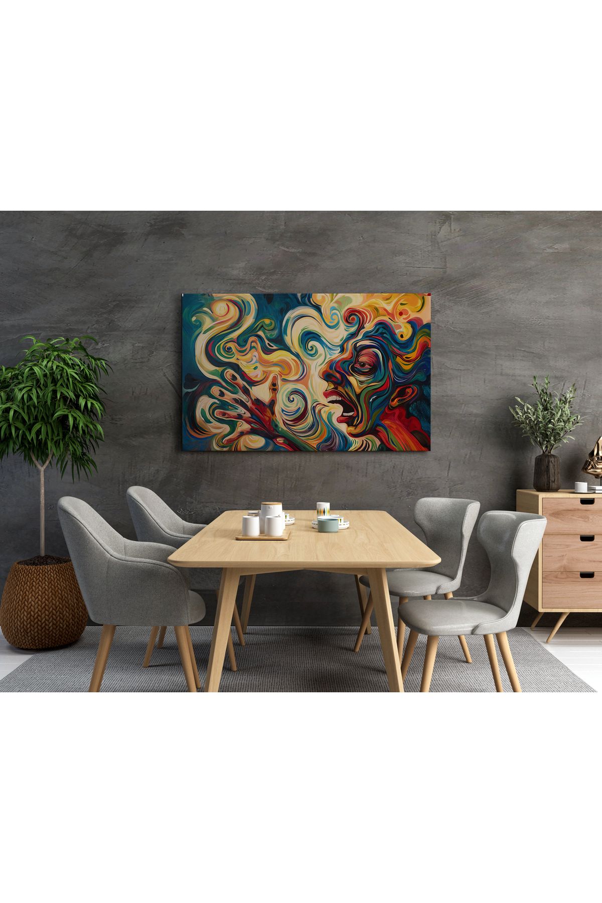 titer %100 Pamuklu Kanvas Dekoratif Tablo - Modern Soyut UV Baskı Poster