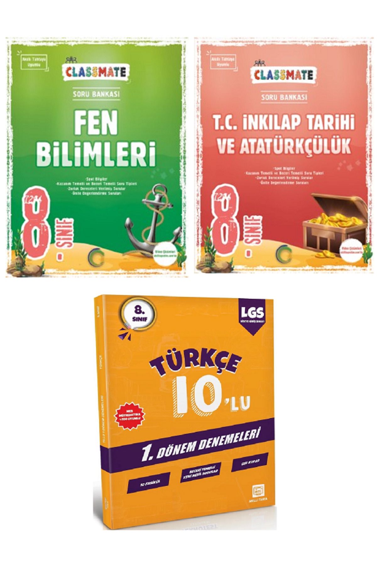 Efsane Yayınları 8.Sınıf Okyanus Classmate Fen Bilimle + İnkılap Soru Bankası / 10'Lu Türkçe Deneme HEDİYE - 3 KİTAP