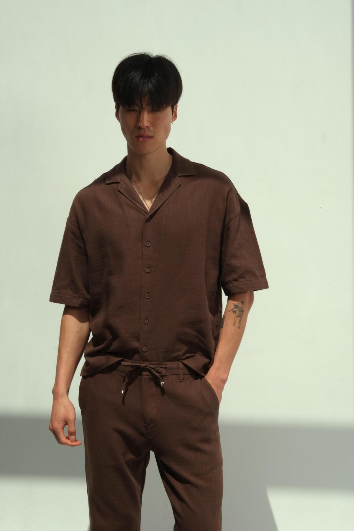 NGR-Pentar Linen Trousers Brown Color 4