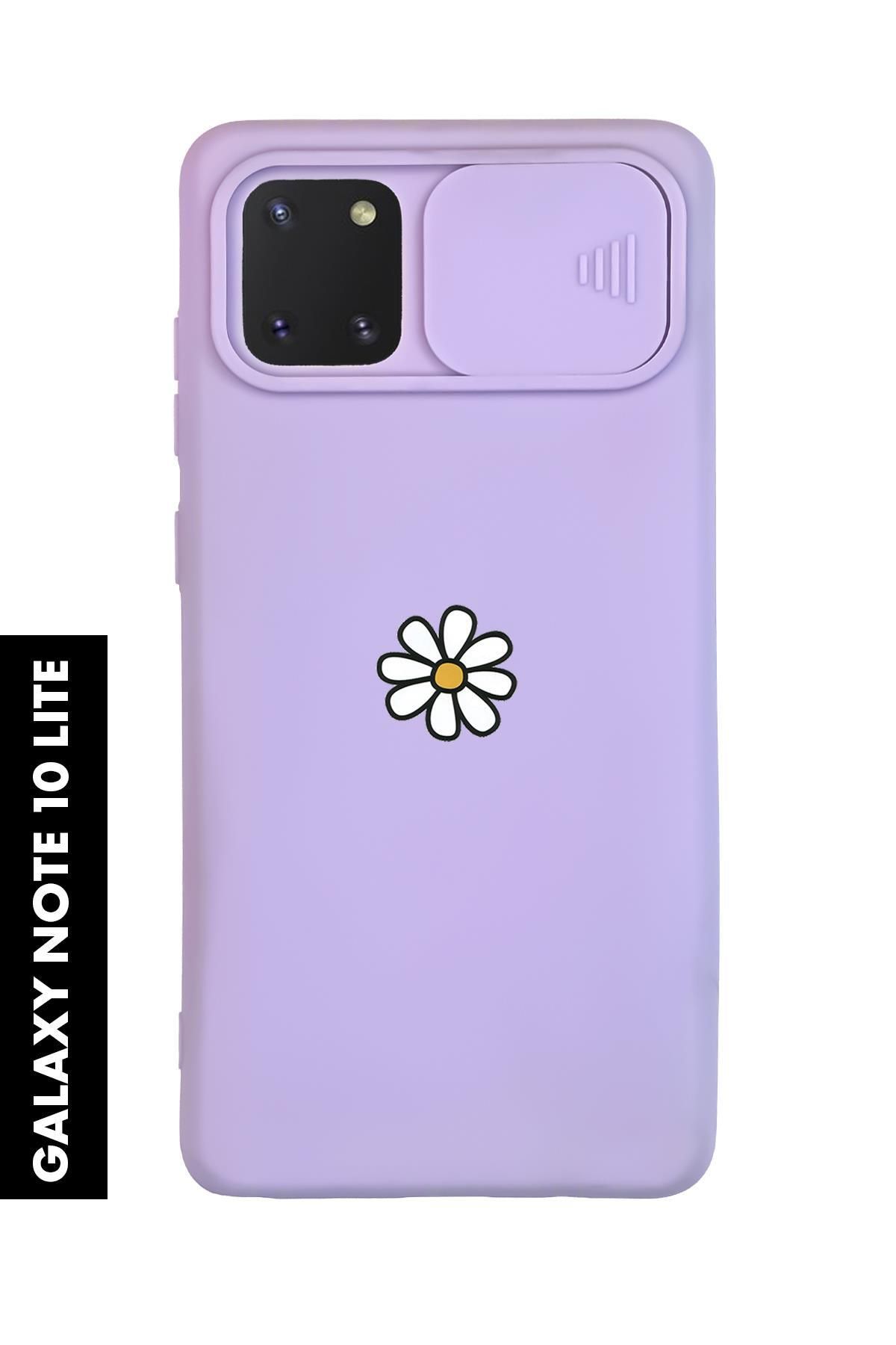 mooodcase Samsung Note 10 Lite Uyumlu Papatya Desenli Slider Kamera Korumalı Telefon Kılıfı