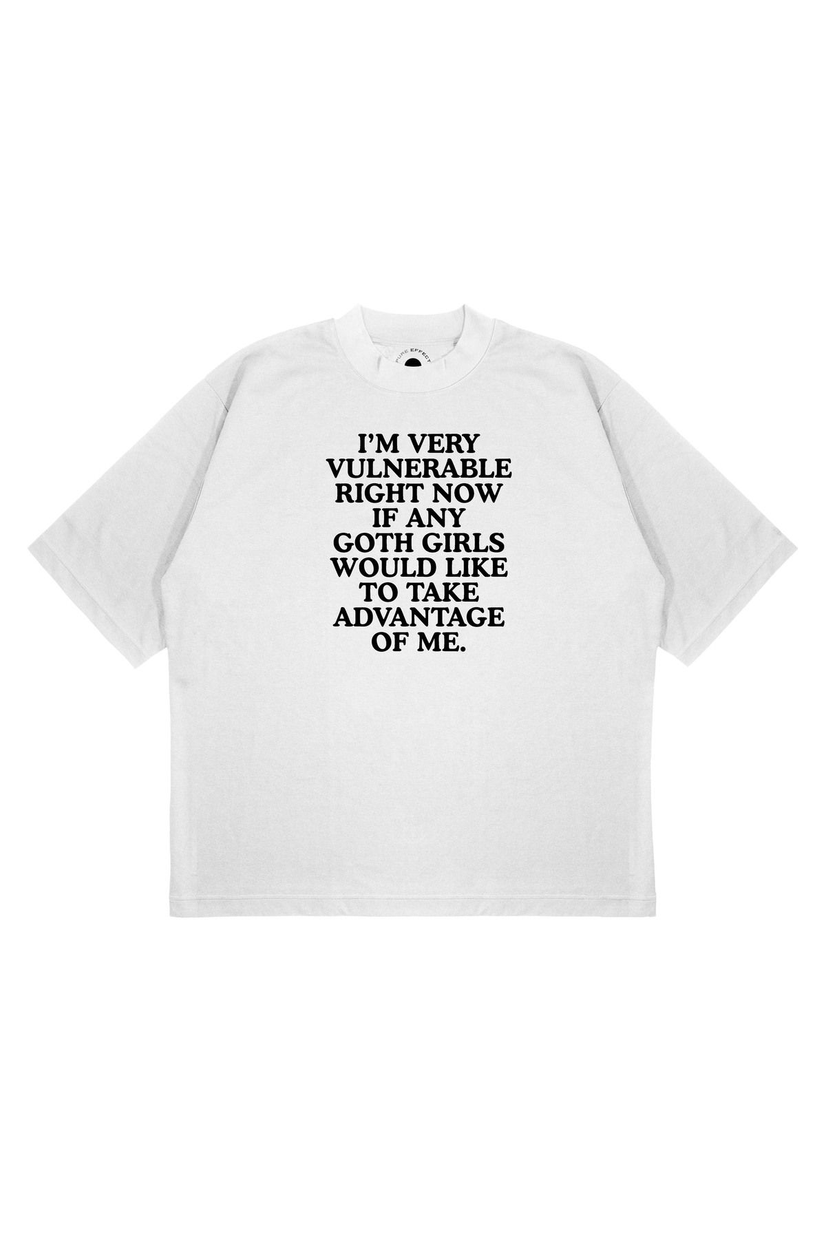 PURE EFFECT Unisex Oversize IM VERY VULNERABLE Baskılı Boxy Fit Kalın Kumaşlı T-shirt