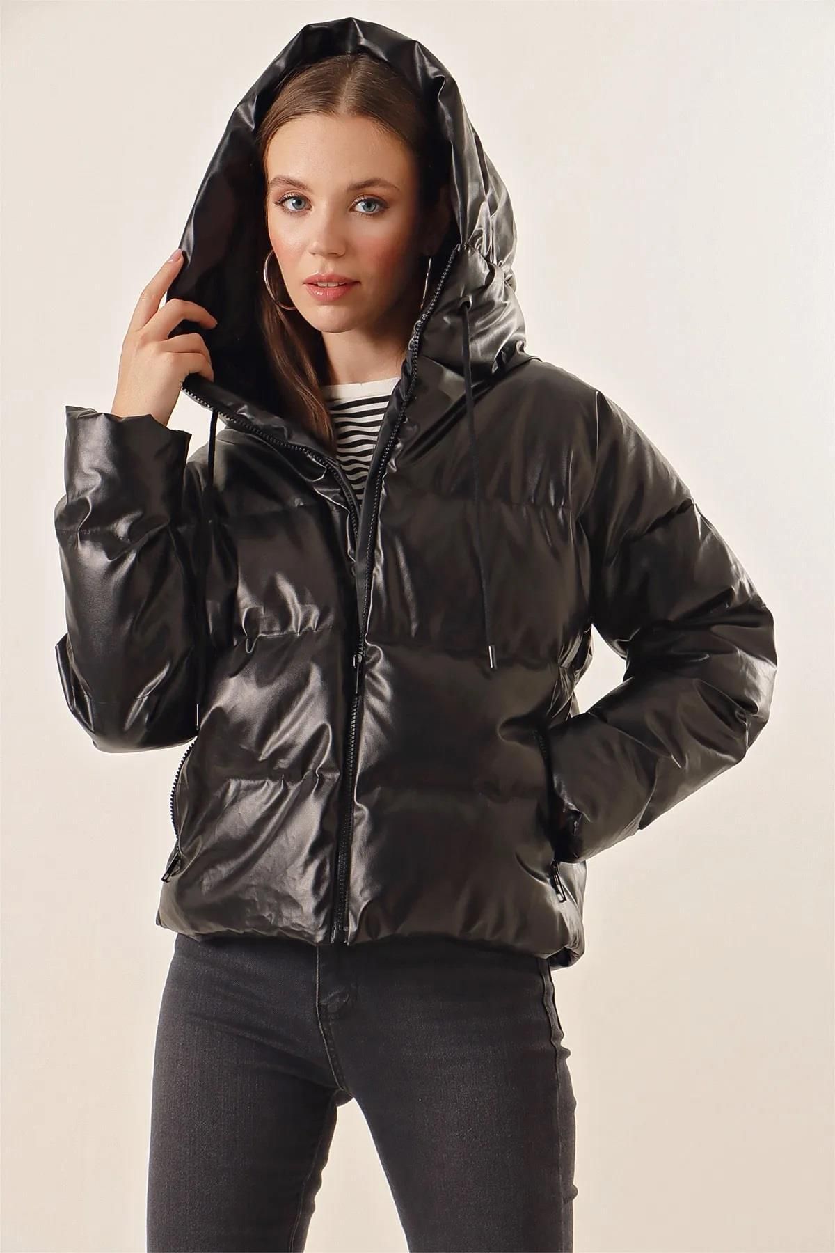 MODAMAİSA Oversize Deri Mont - Siyah