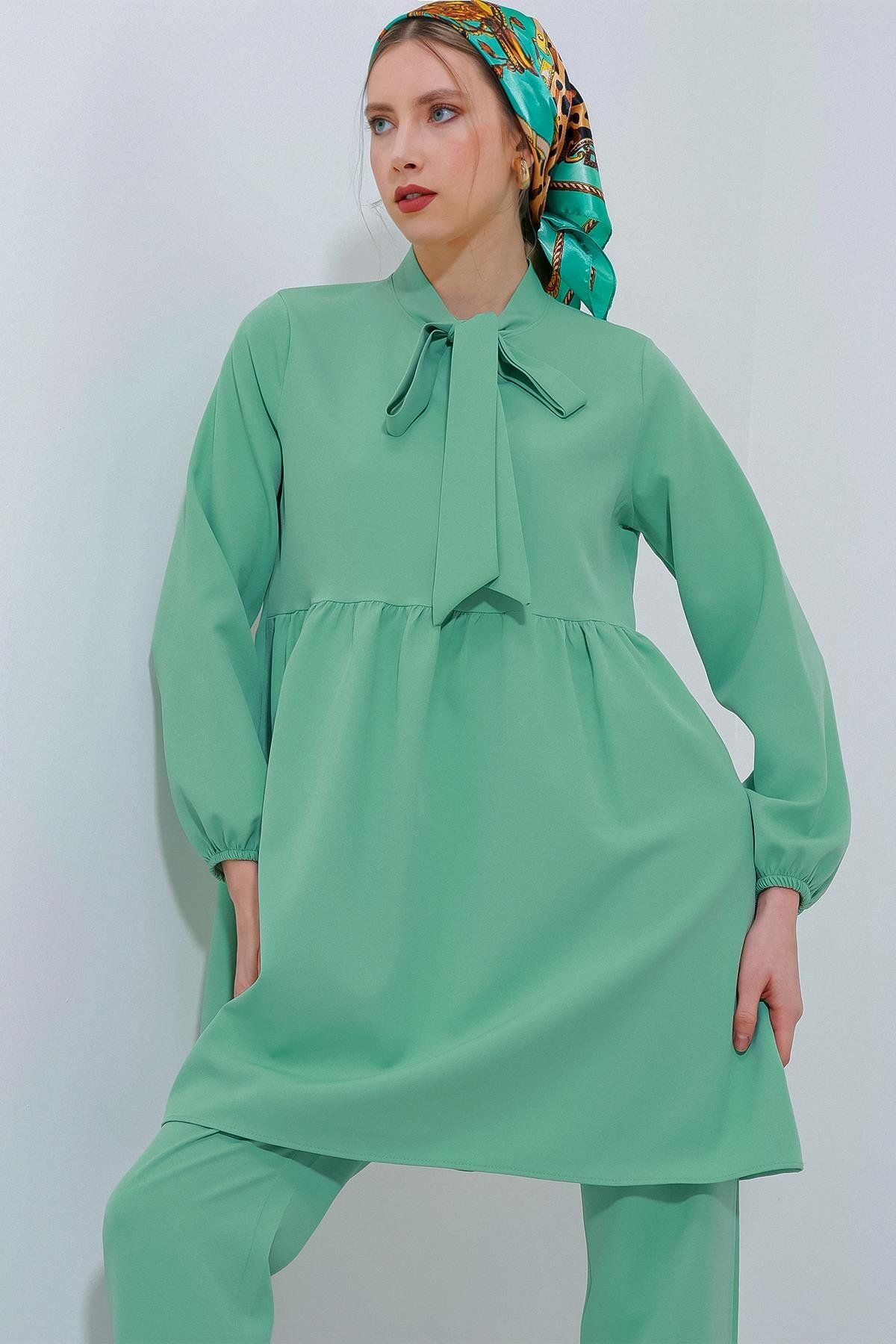 MODAMAİSA Kadın Mint Örme Pantolon Tunik Alt Üst Takım
