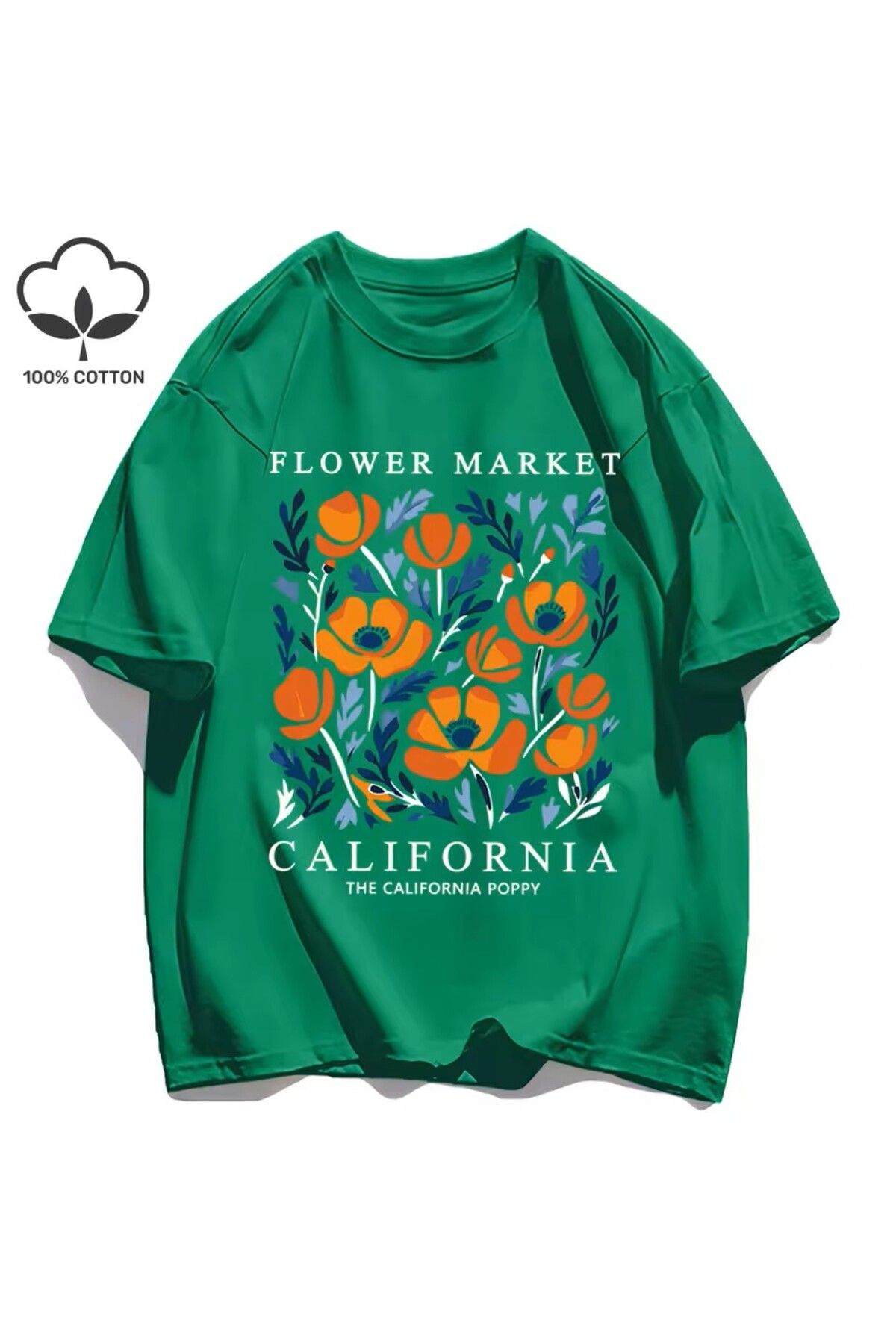 LEIVOR Flower Market California Baskılı Kadın T-shirt