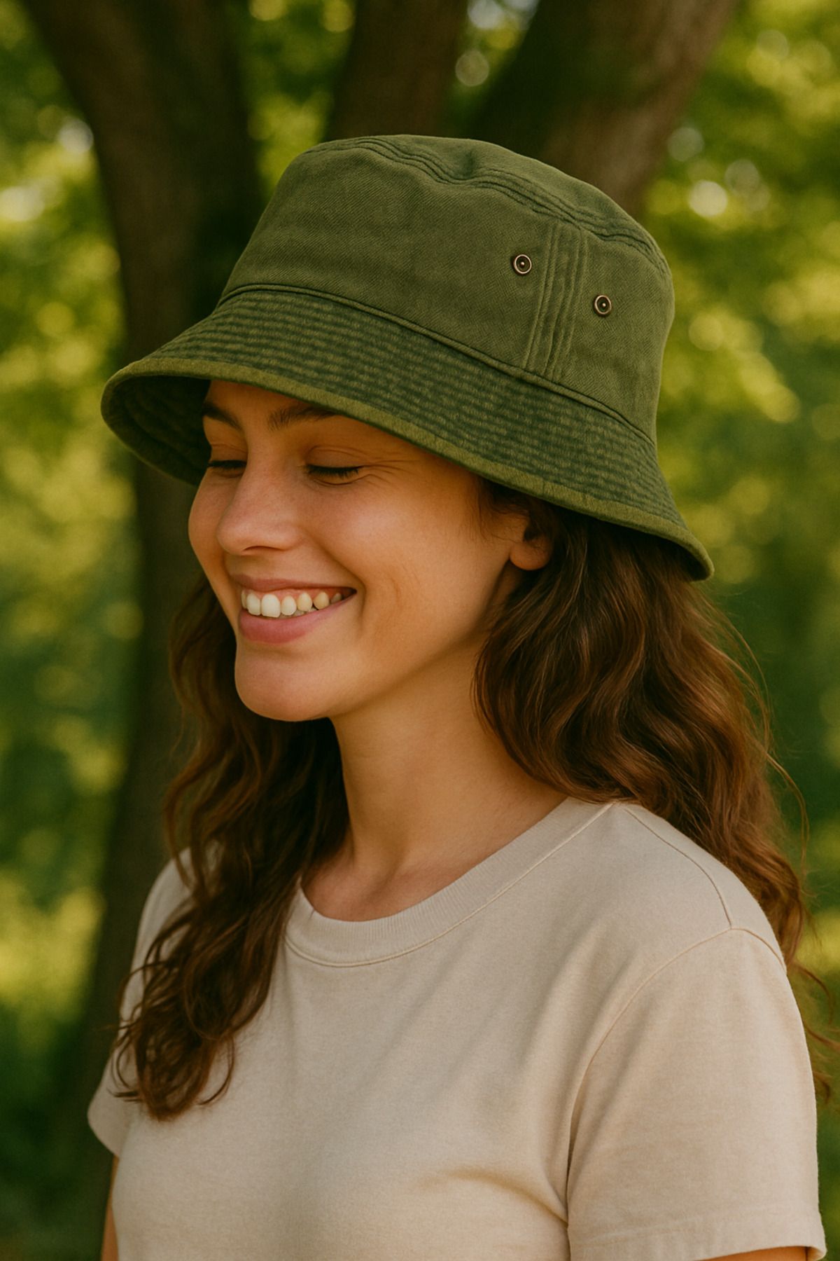 LAGRANZE Kadın Vintage Yıkamalı Bucket Şapka