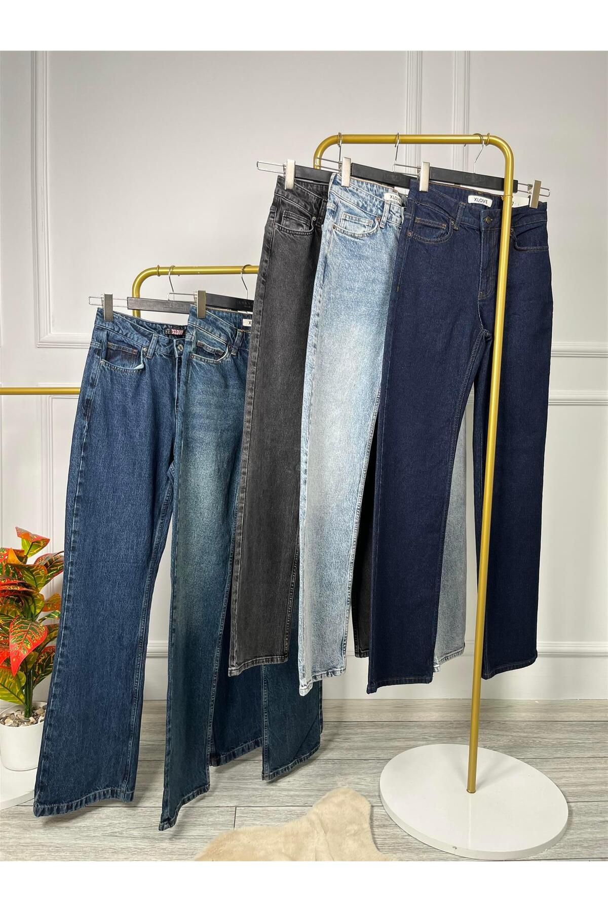 MODA 7033 Yüksek Bel Straight Denim Kot Pantolon
