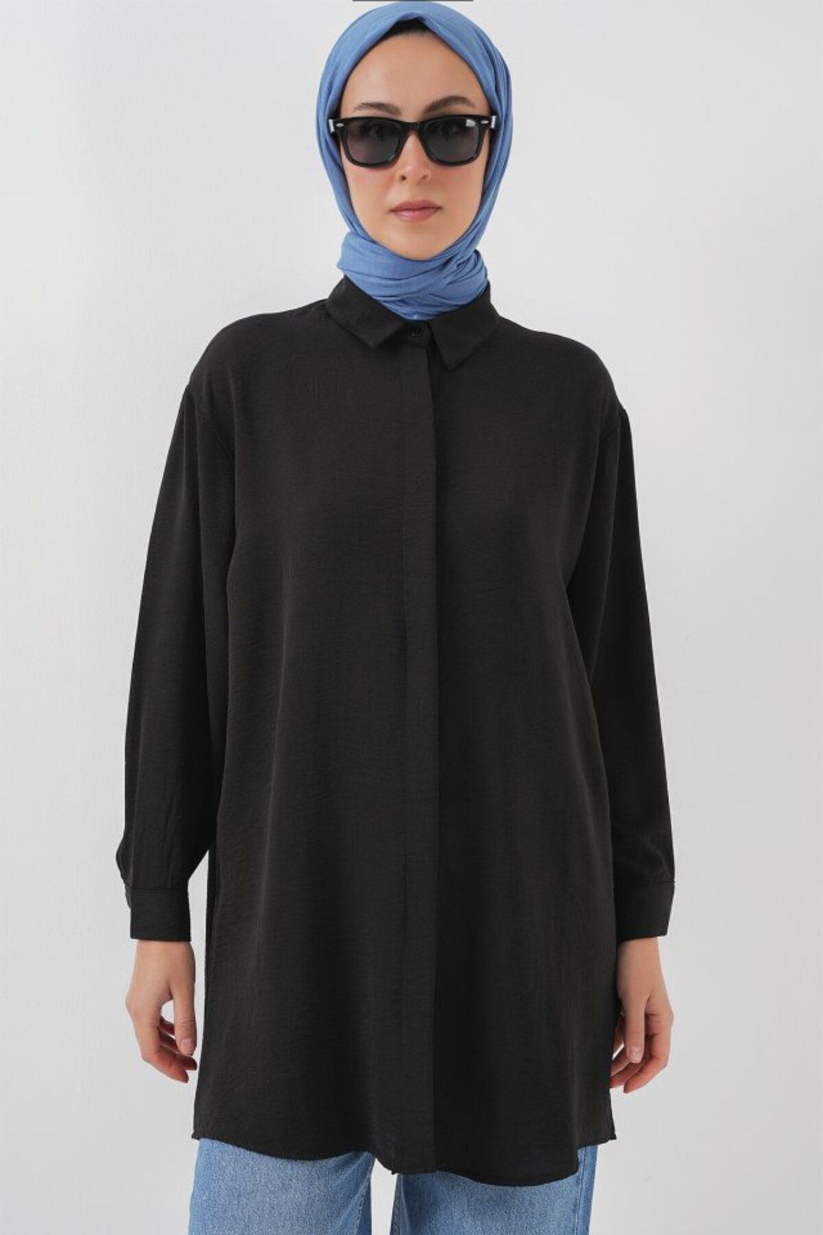 Kokosh moda Uzun Gömlek Tunik 5945 - Siyah