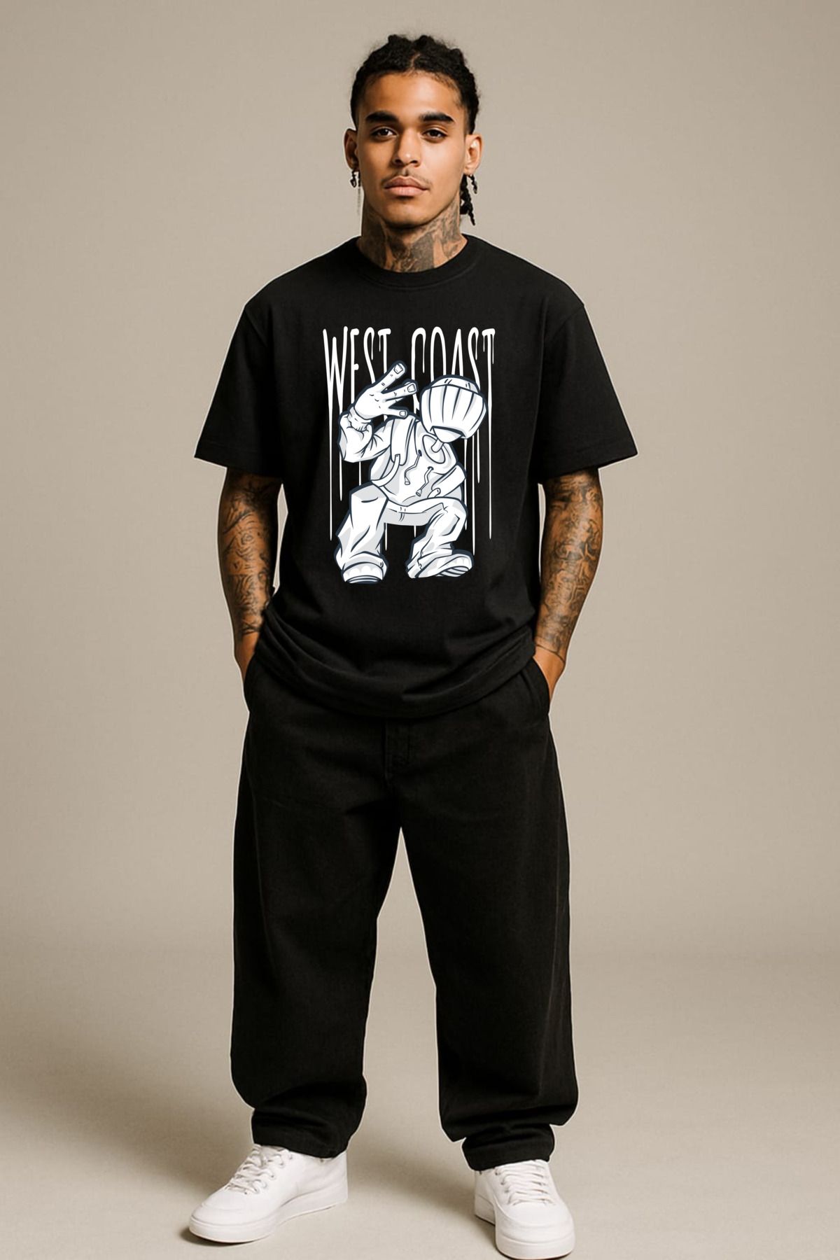 MAYK STREETWEAR OVERSIZE TSHIRT - UNISEX WEST COAST BASKILI TSHIRT