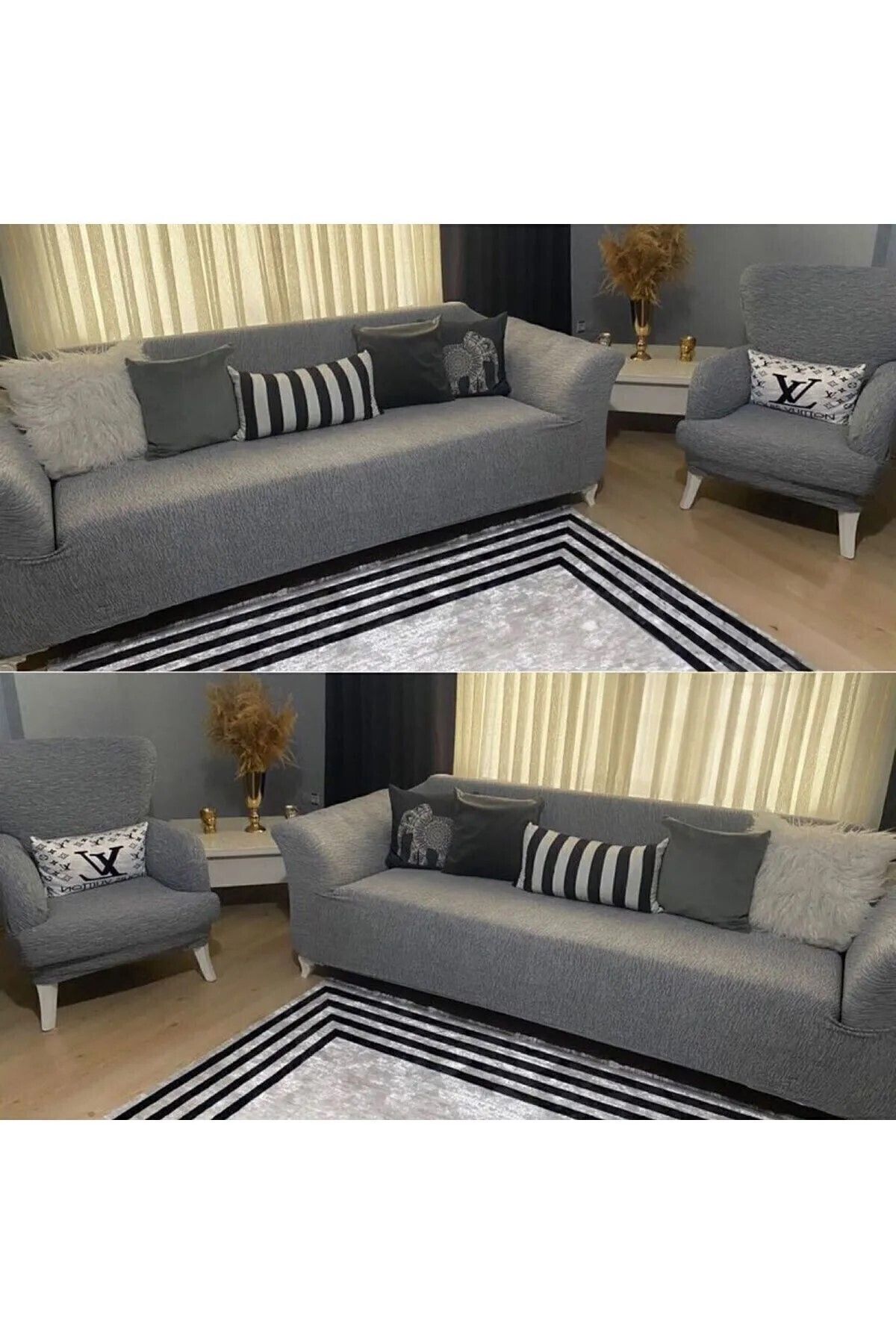 probak-Husă de canapea elastică Jacquard 3 3 1 1 |   Husa de scaun elastica |   Set huse pentru scaun 2