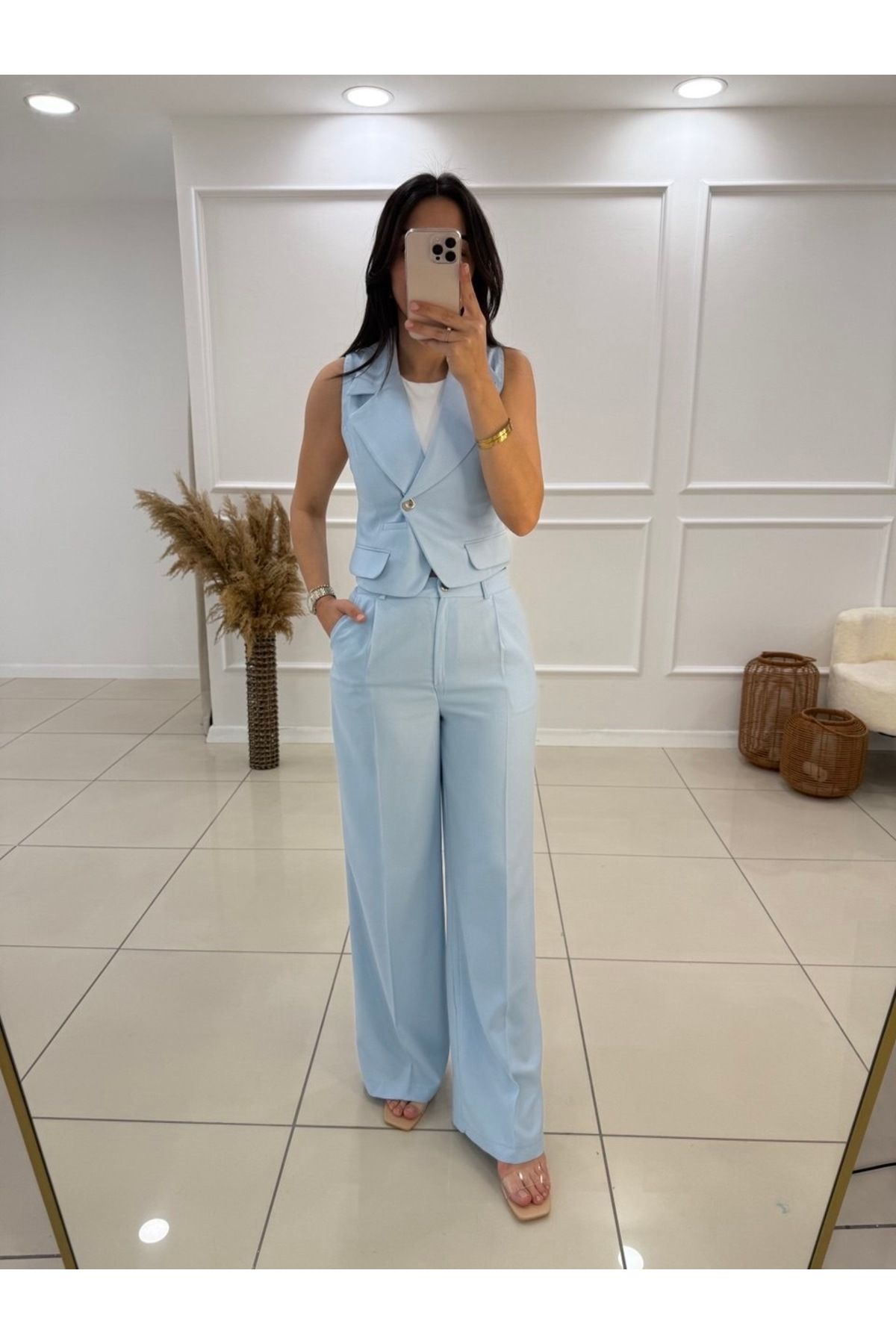 Butik Crop Yelek Takım