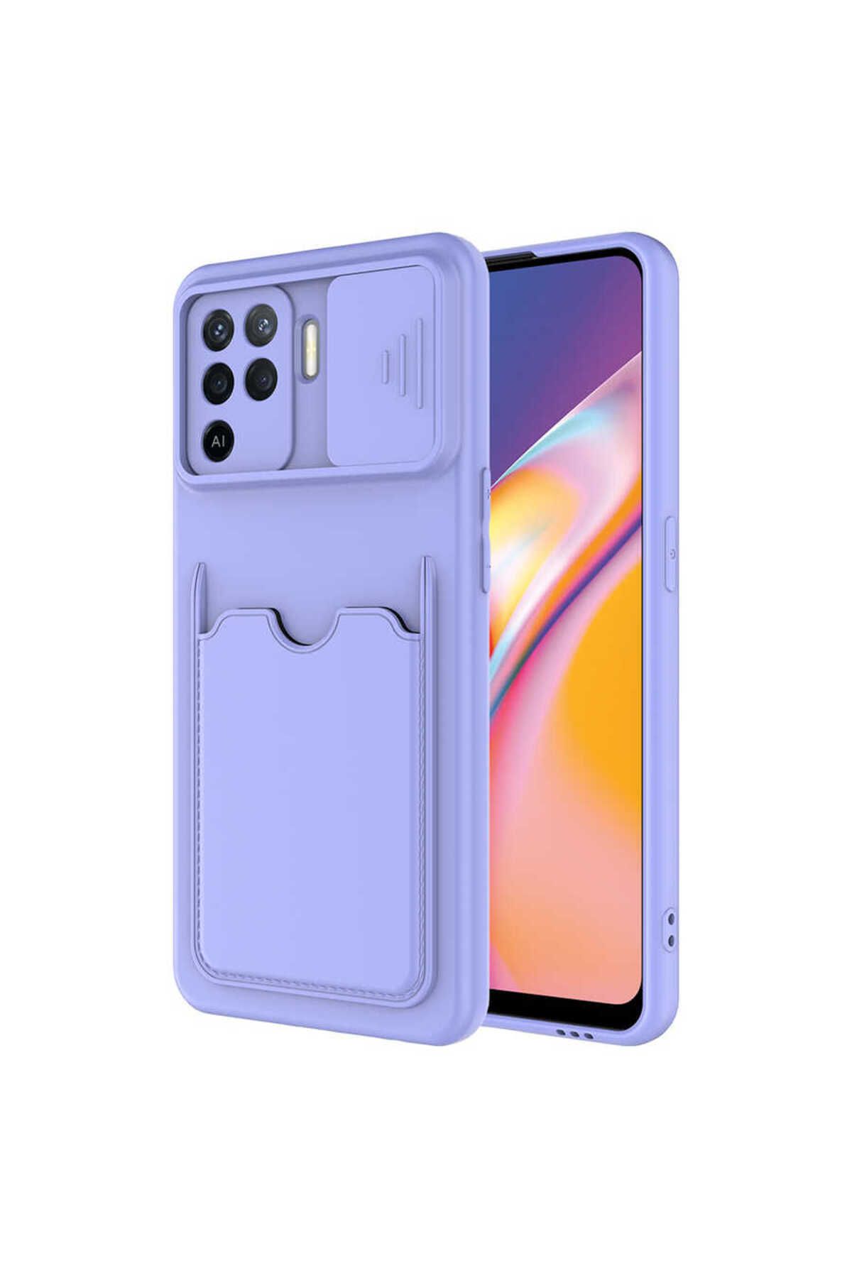 VARDAR AKSESUAR Oppo Reno 5 Lite Uyumlu Kılıf Kartlıklı Kamera Korumalı Esnek Kartixvar İzvor Kapak