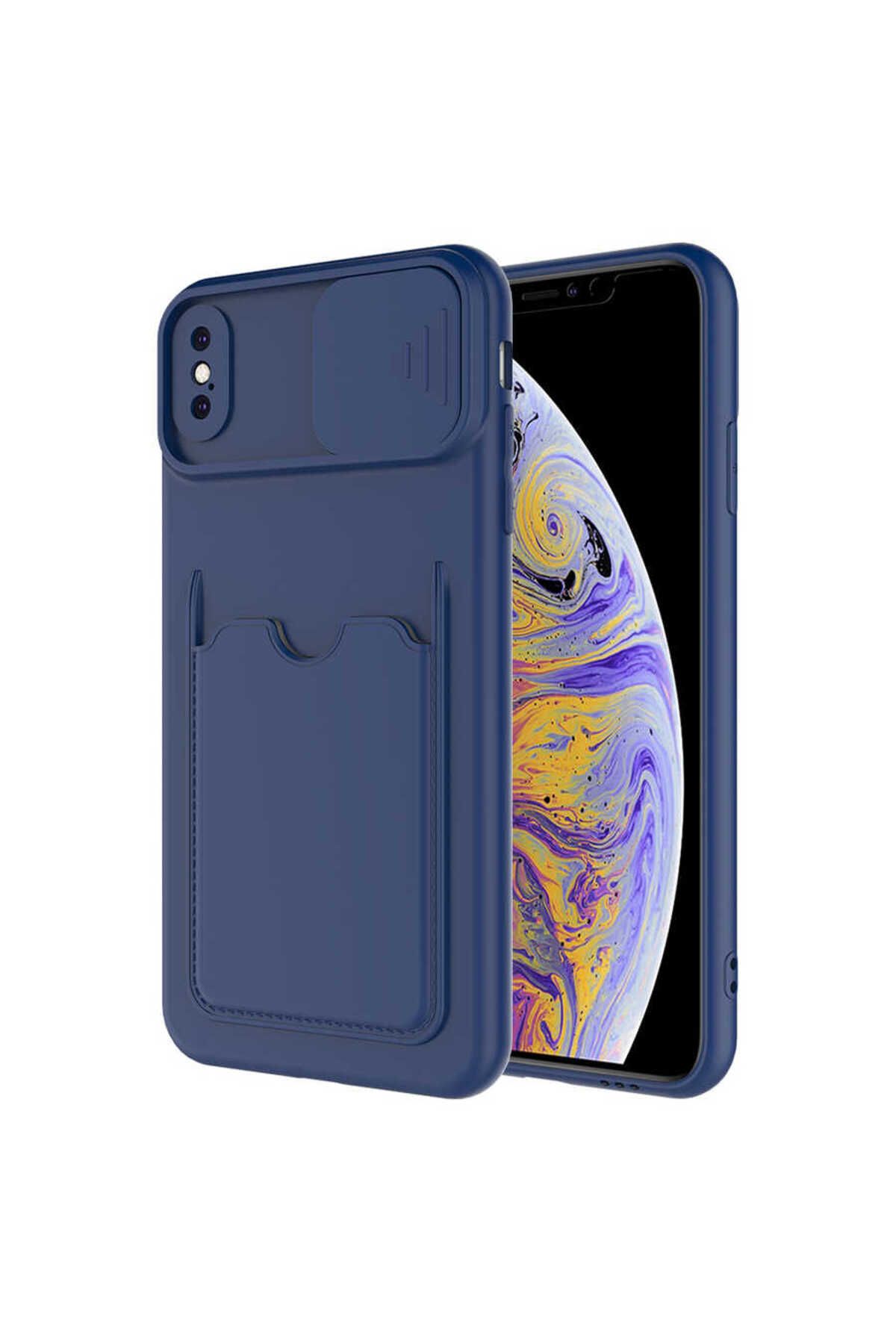 VARDAR AKSESUAR iPhone X Uyumlu Kılıf Kartlıklı Kamera Korumalı Esnek Kartixvar İzvor Kapak