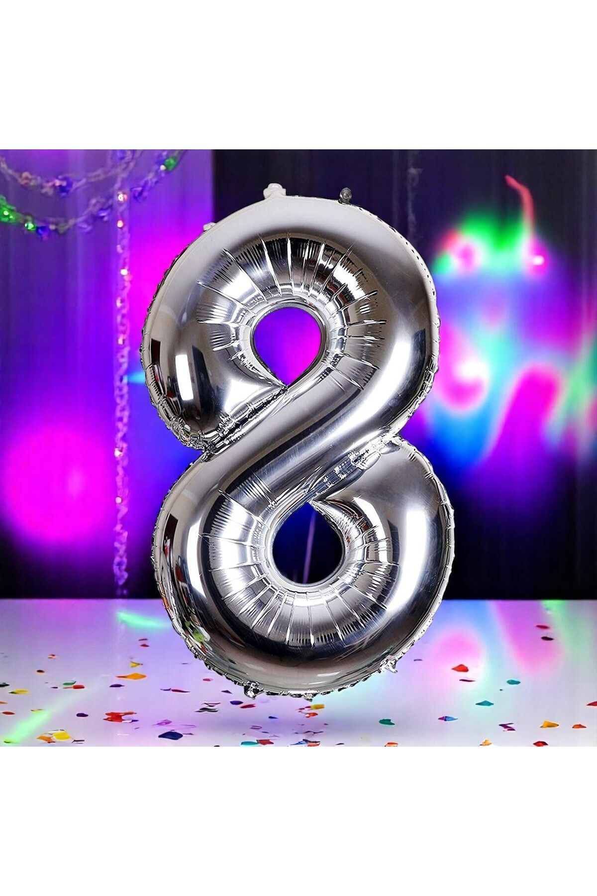 Kuzey YÜKSEK KALİTE 1 METRE GÜMÜŞ 8 RAKAM BALON GÜMÜŞ 8 RAKAM FOLYO BALON UÇAN BALONA HELYUM GAZINA UYGUN