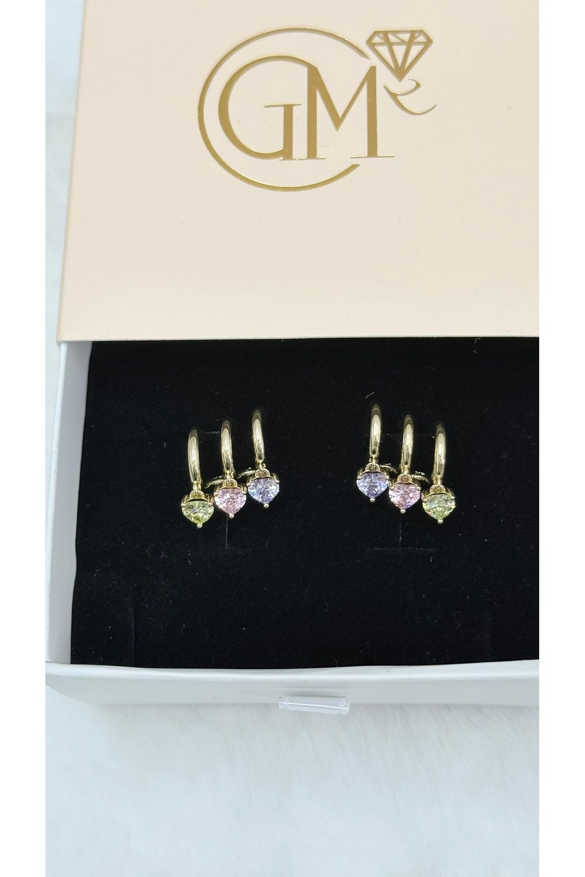 GM TAKI Çoklu Görünümlü Renkli Gold Küpe