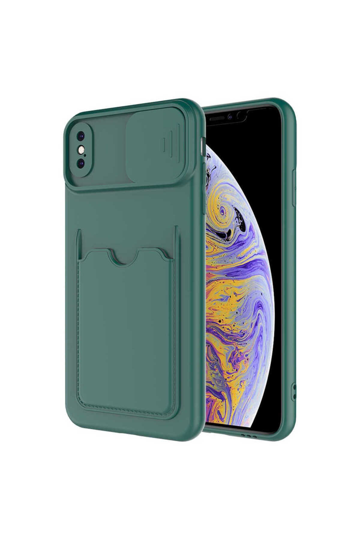 VARDAR AKSESUAR iPhone XS Max Uyumlu Kılıf Kartlıklı Kamera Korumalı Esnek Kartixvar İzvor Kapak