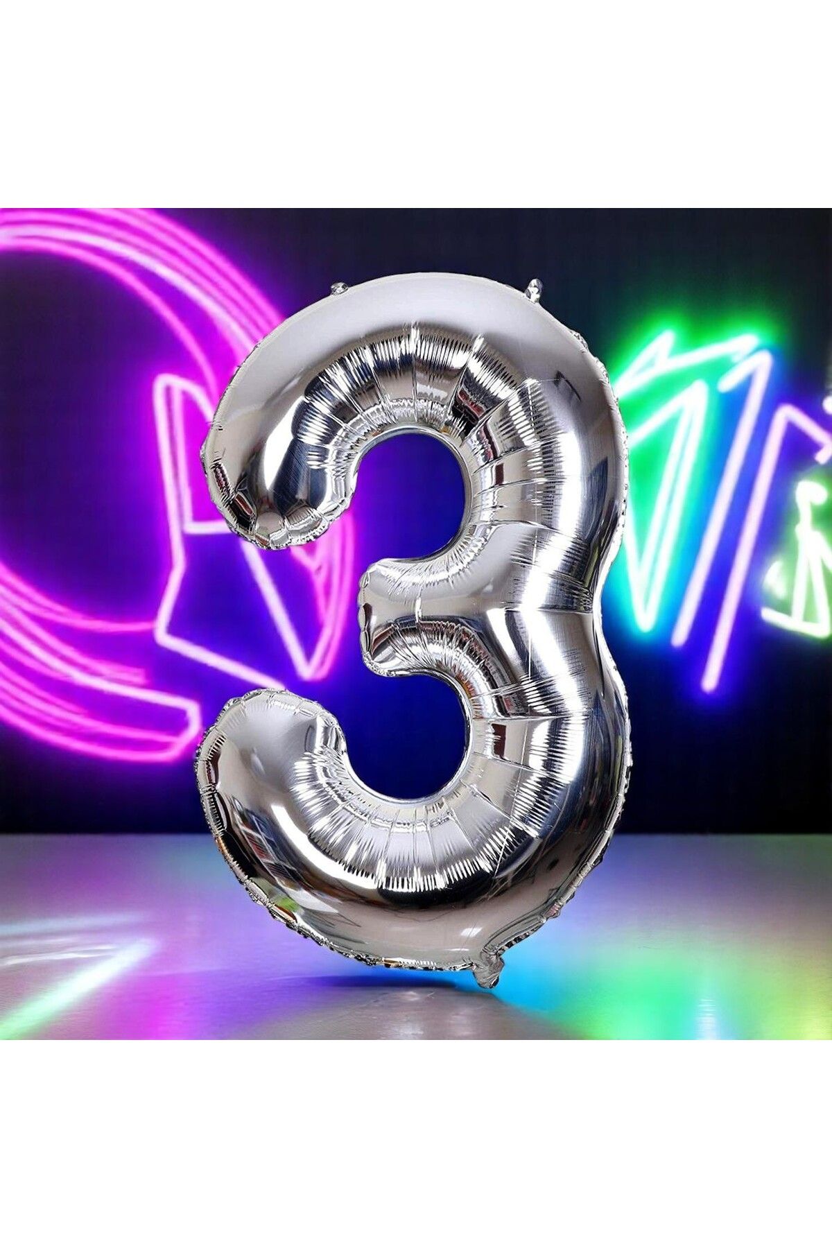 Kuzey YÜKSEK KALİTE 1 METRE GÜMÜŞ 3 RAKAM BALON GÜMÜŞ 3 RAKAM FOLYO BALON UÇAN BALONA HELYUM GAZINA UYGUN