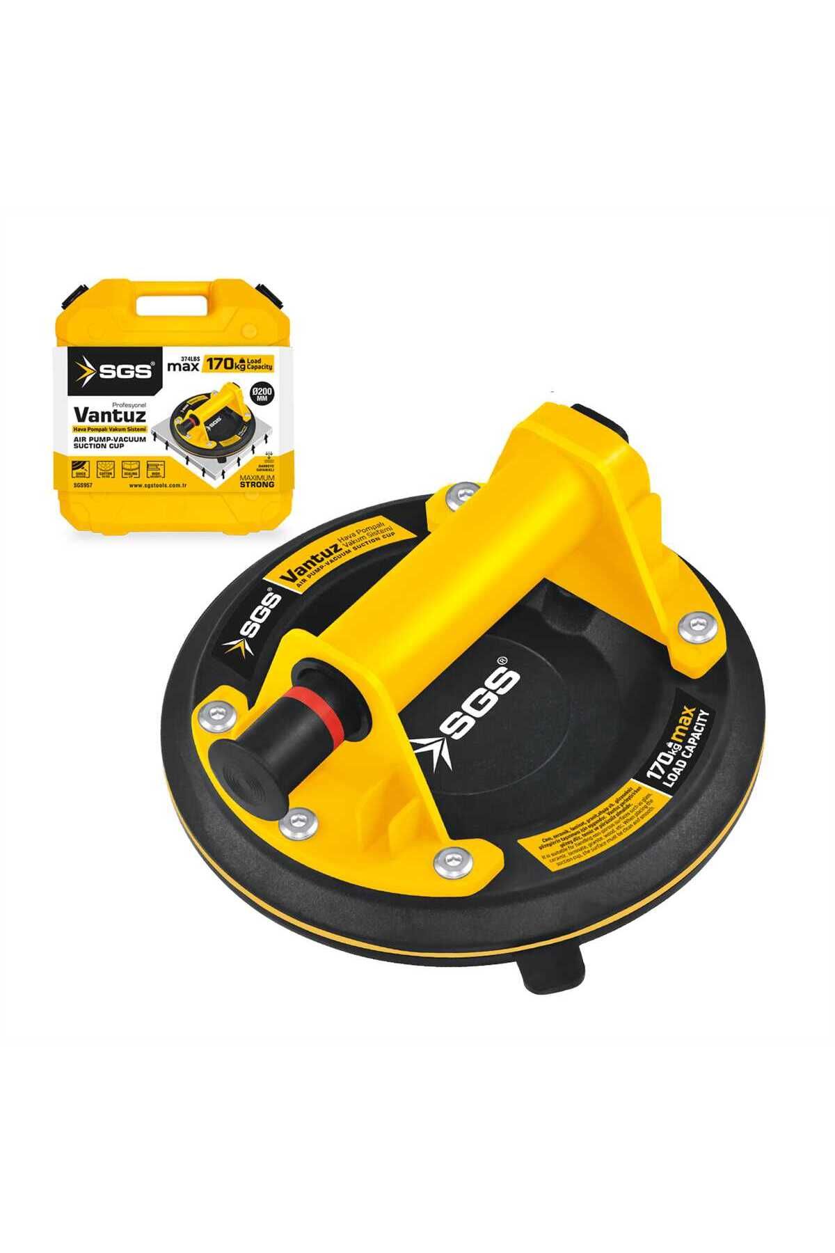SGS SGS957 130 KG Hava Pompalı Vakum Sistemli Vantuz Çap 20cm Cam Granit Seramik Laminat Taşıma
