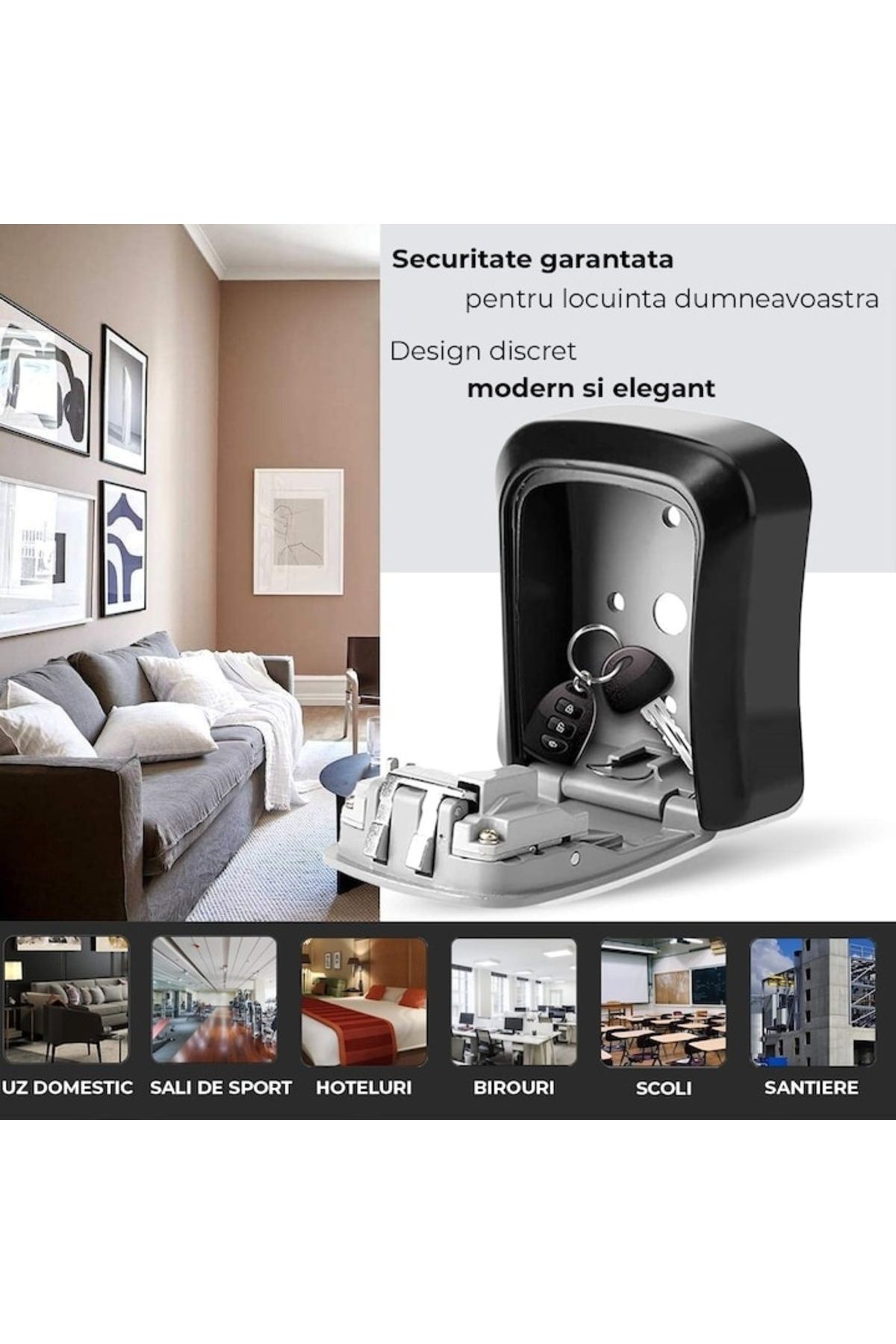 FOXMAG24-Key box, with code, wall mountable, made of ABS, 4-digit code, for 3 keys 3