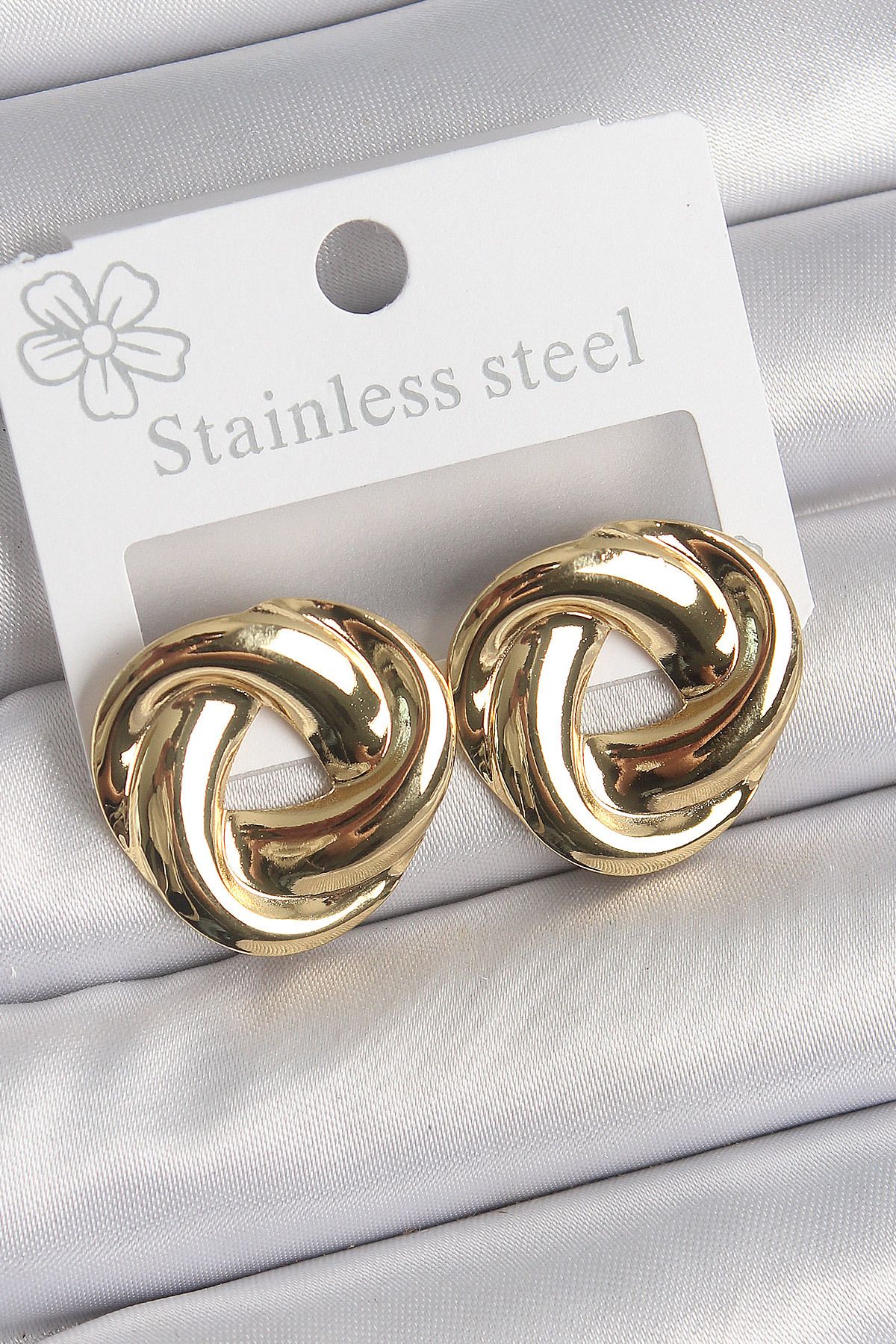 Store 316 Çelik Gold Renk Düğüm Halka Model Kadın Küpe