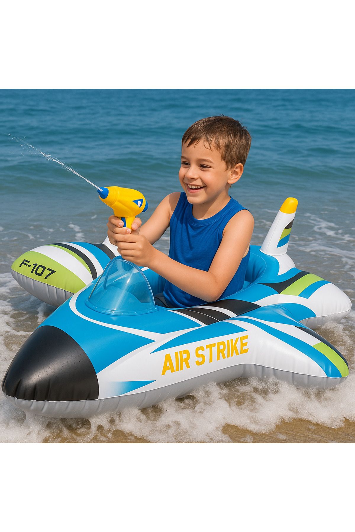 Intex Su Tabancalı Dev Boy Şişme Jet Uçak Deniz Yatağı | 117 cm Çocuk Deniz Botu
