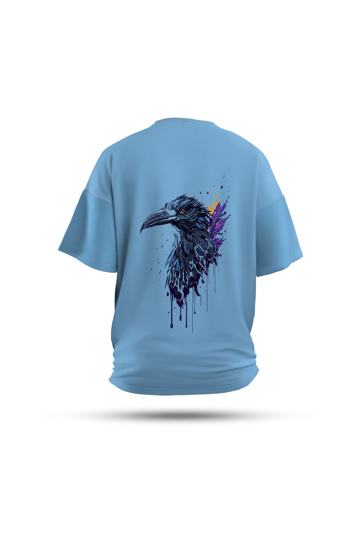 Zestia Unisex T-Shirt, Karga Sırt Baskılı, Regular, %100 Pamuk, Yeşil T-Shirt No: 0041