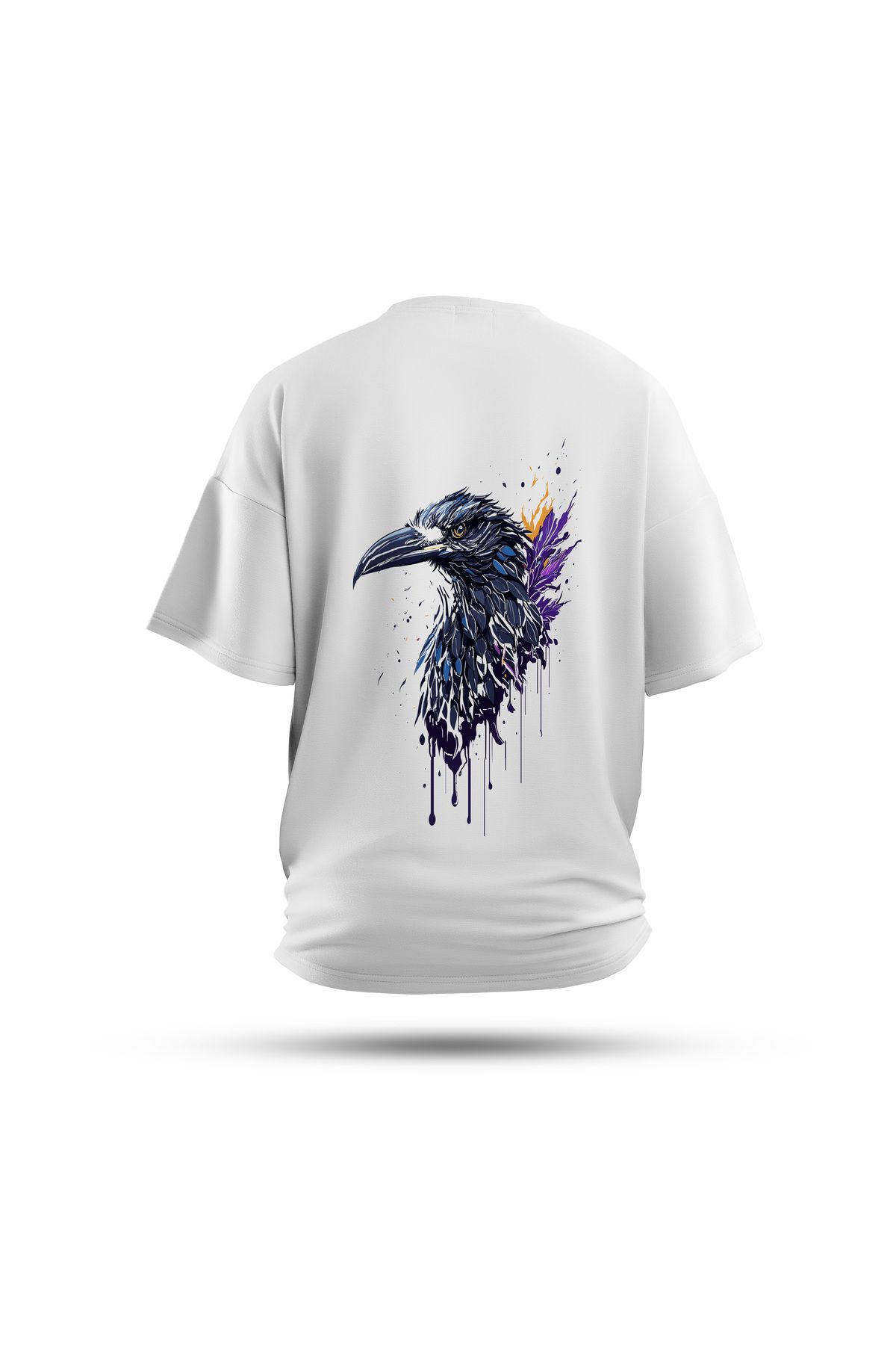 Zestia Unisex T-Shirt, Karga Sırt Baskılı, Regular, %100 Pamuk, Yeşil T-Shirt No: 0041