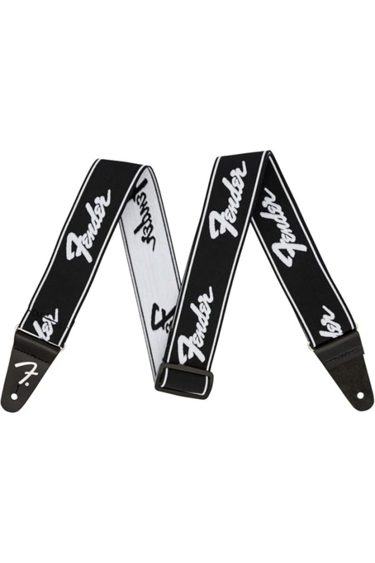 ShopZum Fender Weighless Running Logo Gitar Askısı 5,1 Cm, Siyah/Beyaz