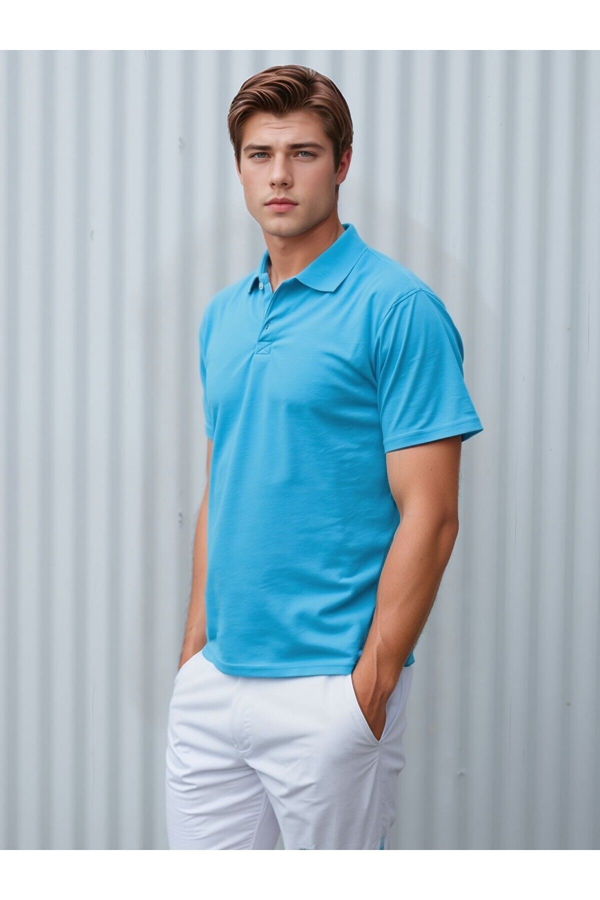 The Clover Erkek Polo Yaka Düğmeli Kısa Kol %100 Pamuklu T-Shirt THCLVR.DNCR