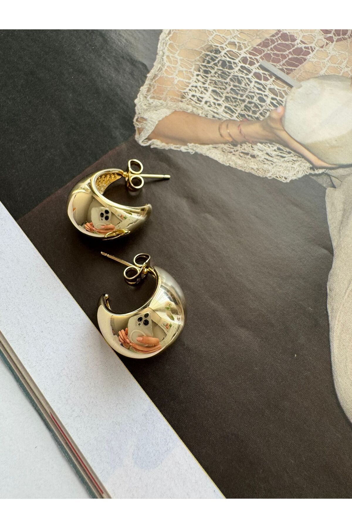 MODA 14K Rengi Vip Seri Çelik Bombeli Halka Küpe 20mm