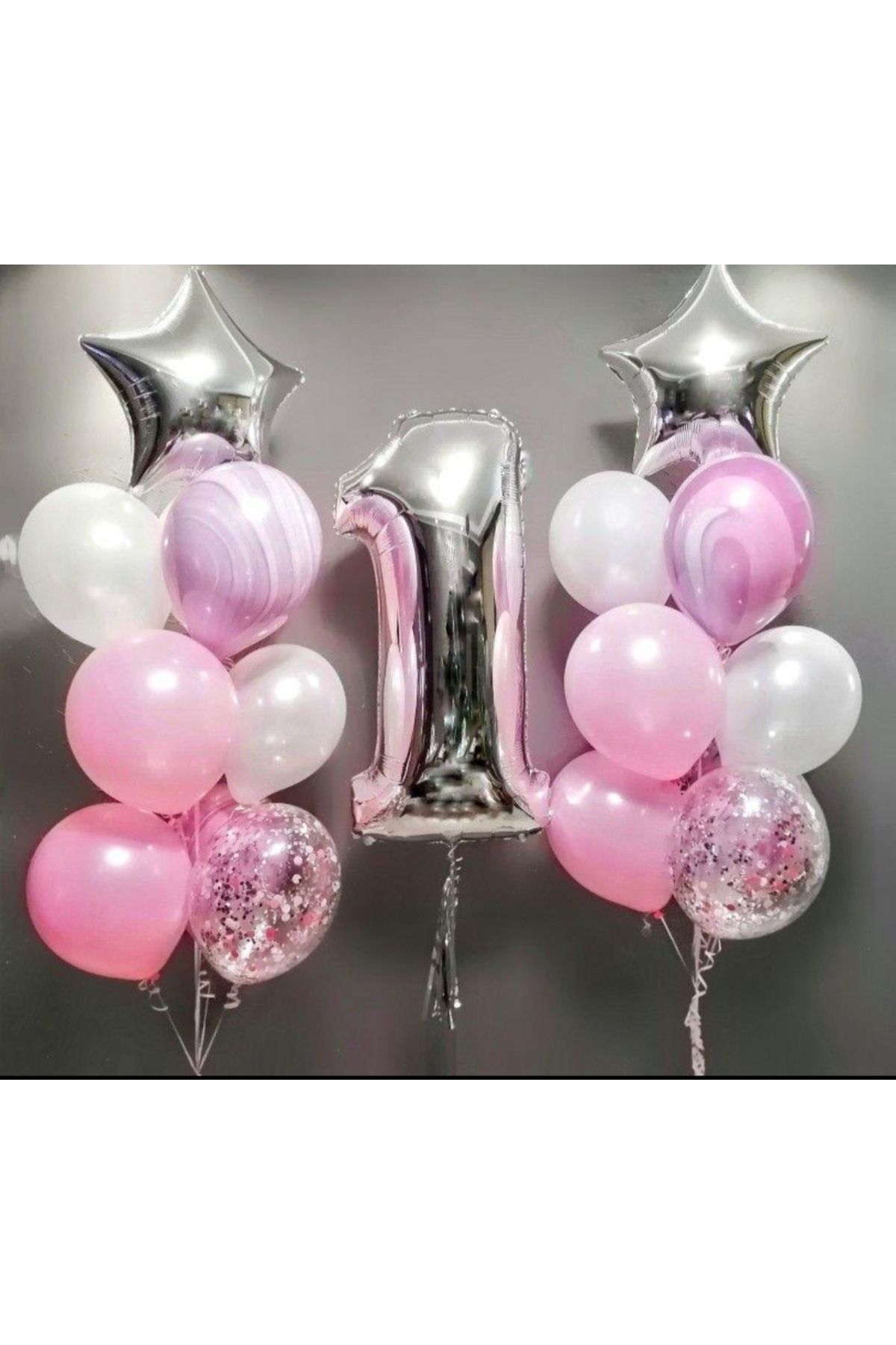 SİNDA Mermer Desen Balon Doğum Günü Seti