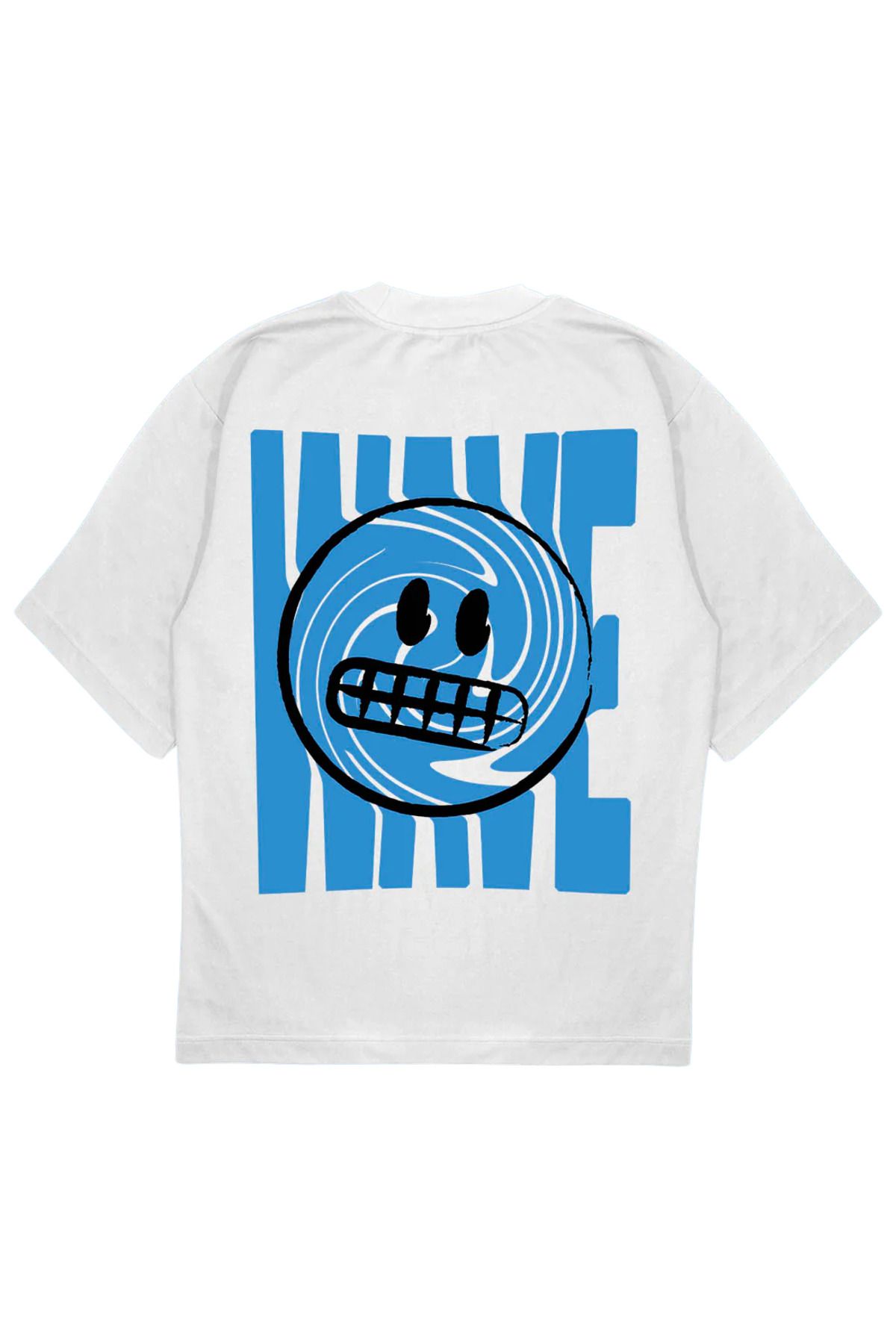 SVART WEAR FROZEN T-Shirt OVERSIZE wave down emoji beyaz
