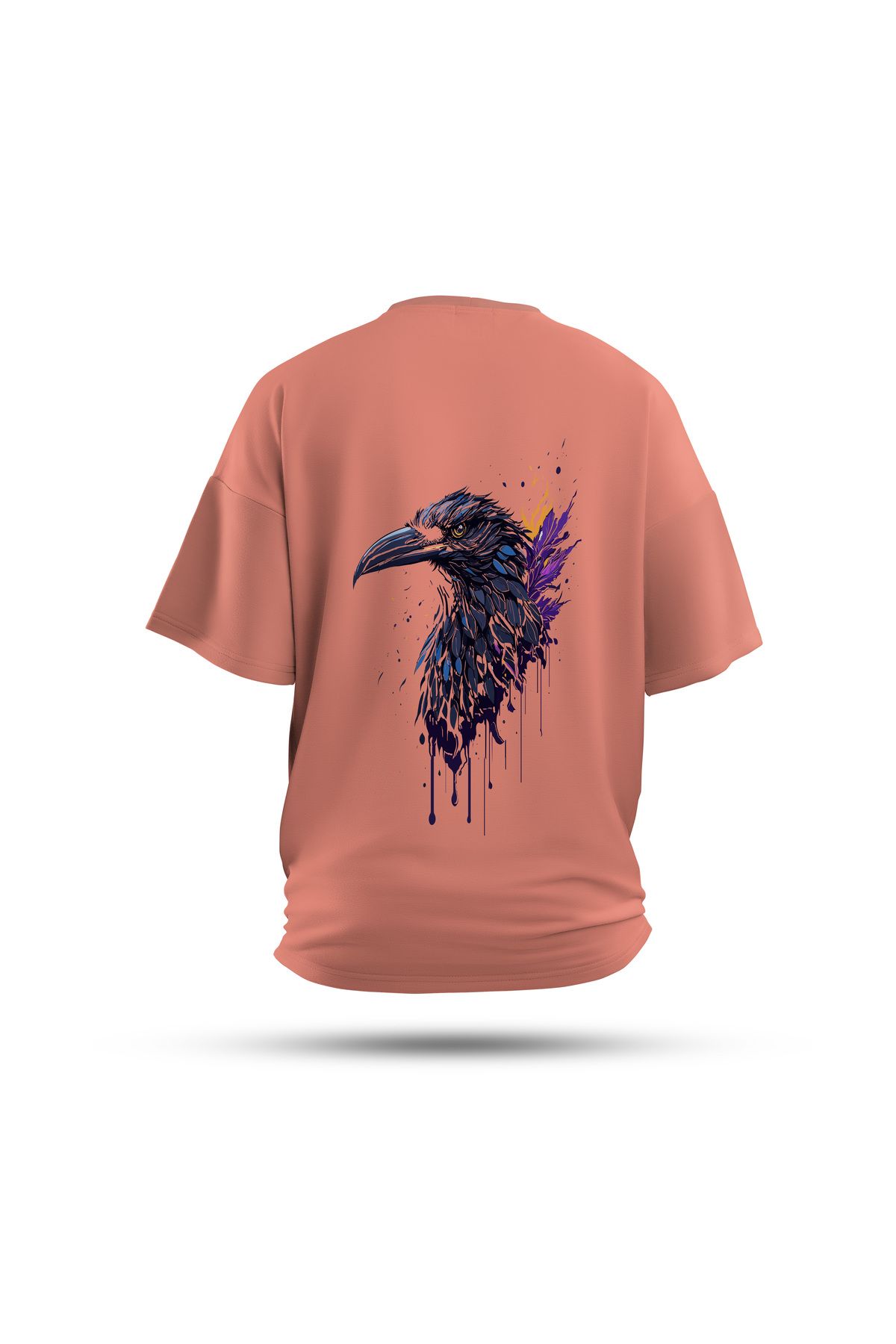 Zestia Unisex T-Shirt, Karga Sırt Baskılı, Regular, %100 Pamuk, Yeşil T-Shirt No: 0041