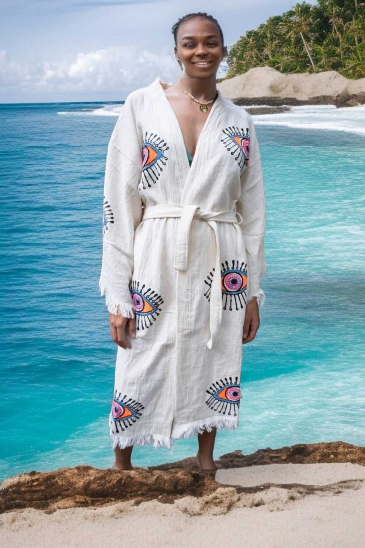 RAİSE STYLE Muslin Peştamal Bornoz Banyo ve Plaj Elbisesi