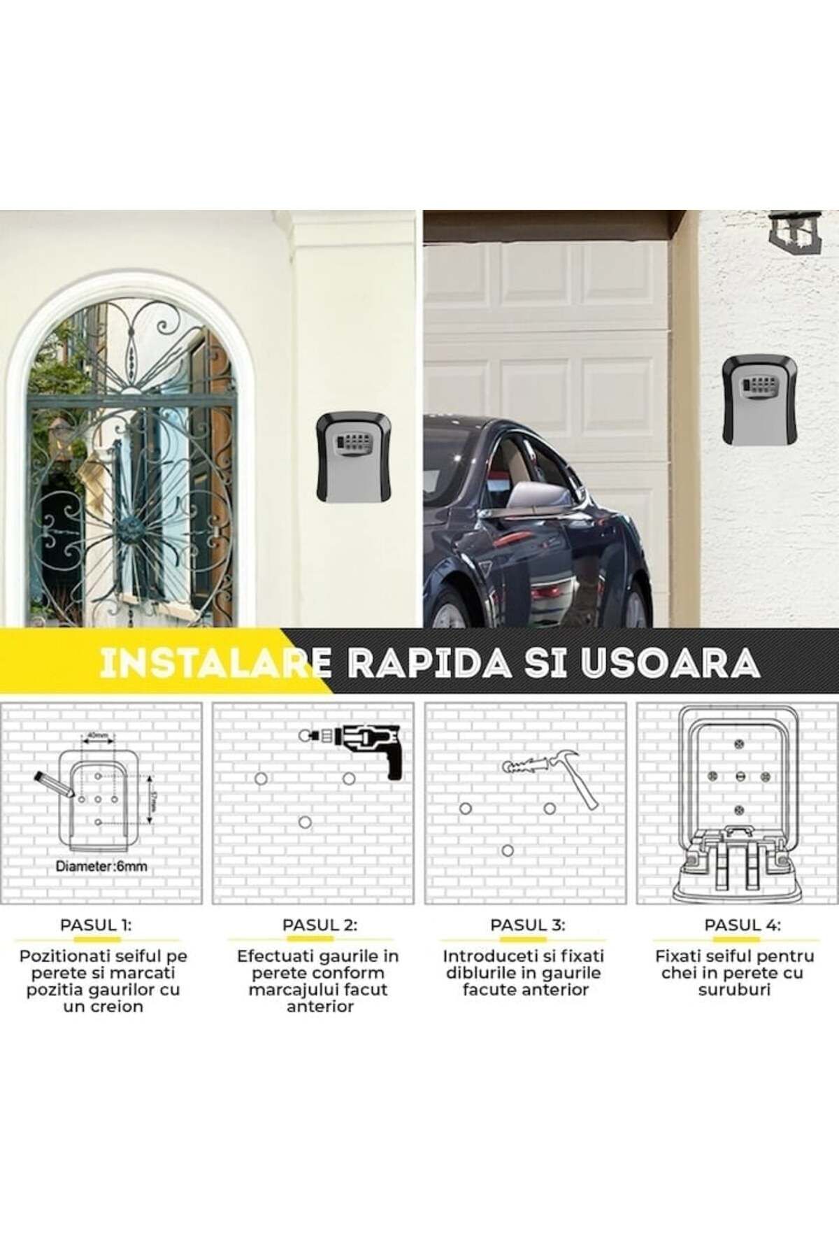 FOXMAG24-Key box, with code, wall mountable, made of ABS, 4-digit code, for 3 keys 4